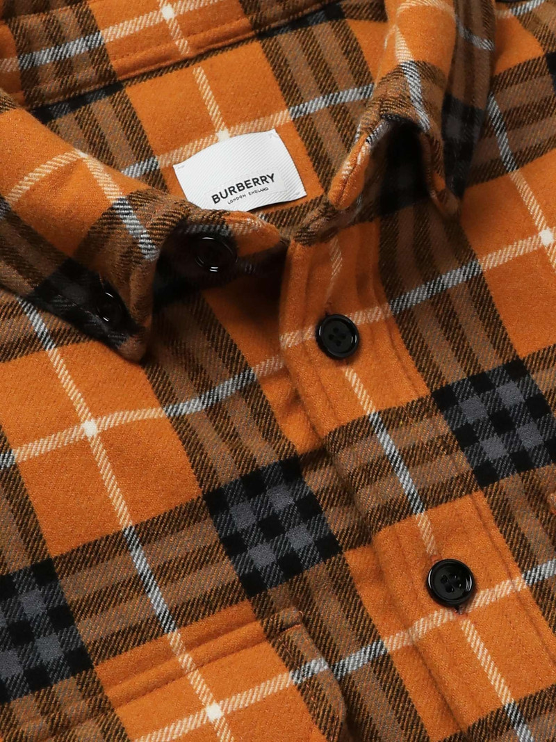 Button-Down Collar Checked Padded Wool and Cotton-Blend Overshirt 5