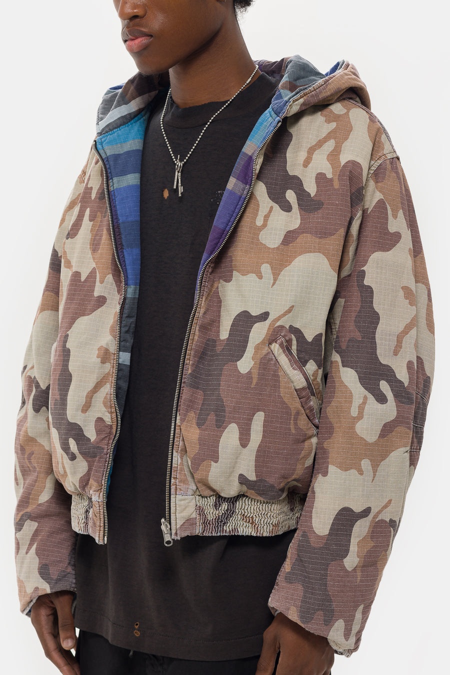 Reversible Bomber in Reno Camo Stone - 4