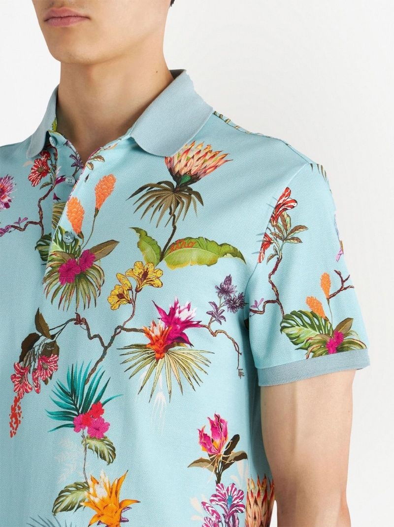 floral-print cotton polo shirt - 4