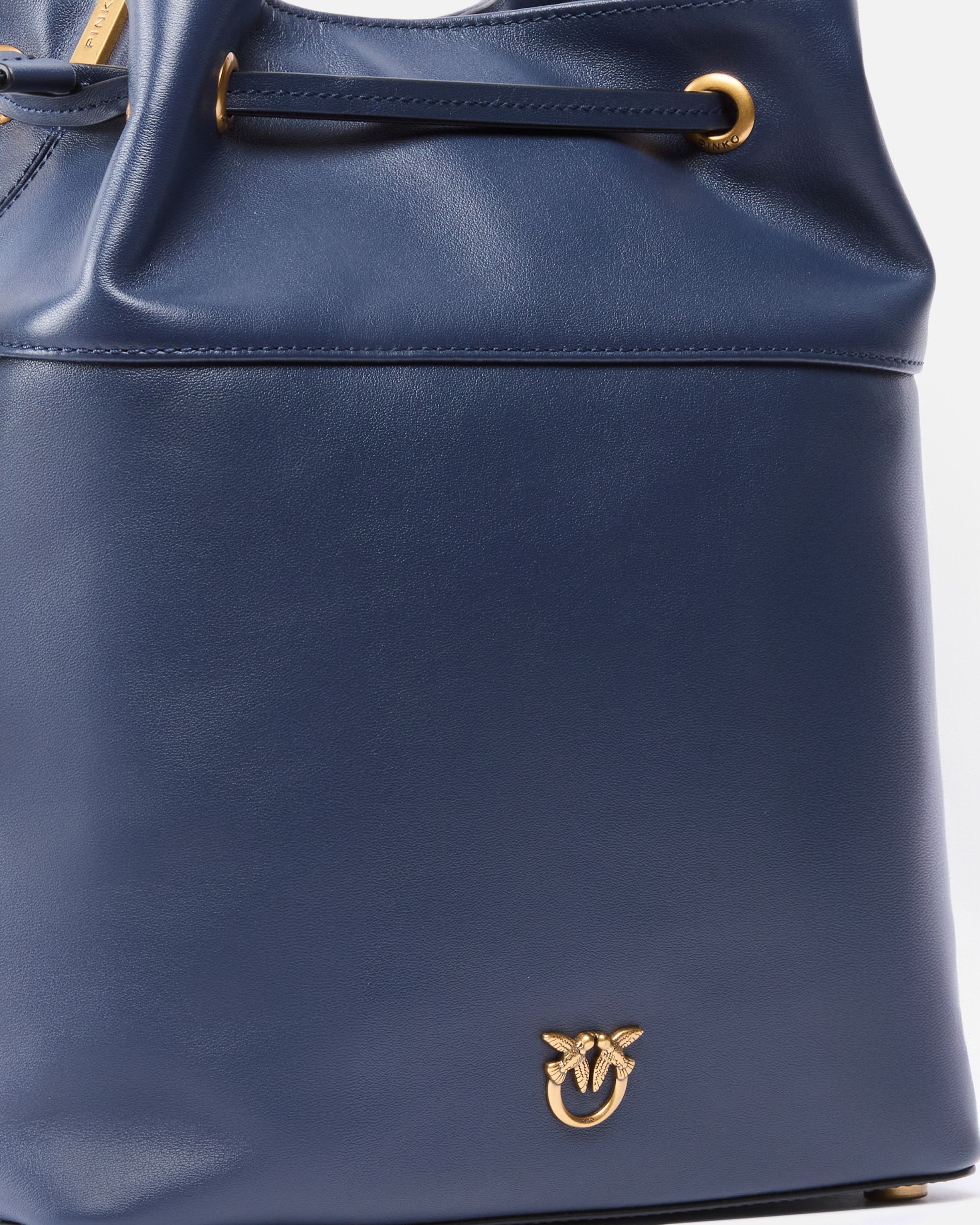 LEATHER BUCKET BAG WITH LOVE BIRDS LOGO - 3