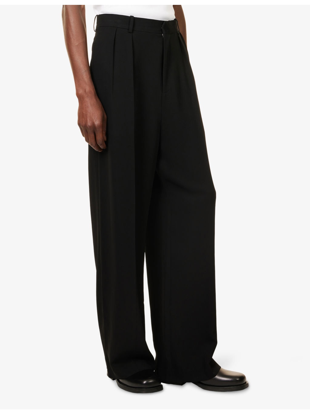 Pleated Wide-Leg Stretch-Woven Trousers - 3