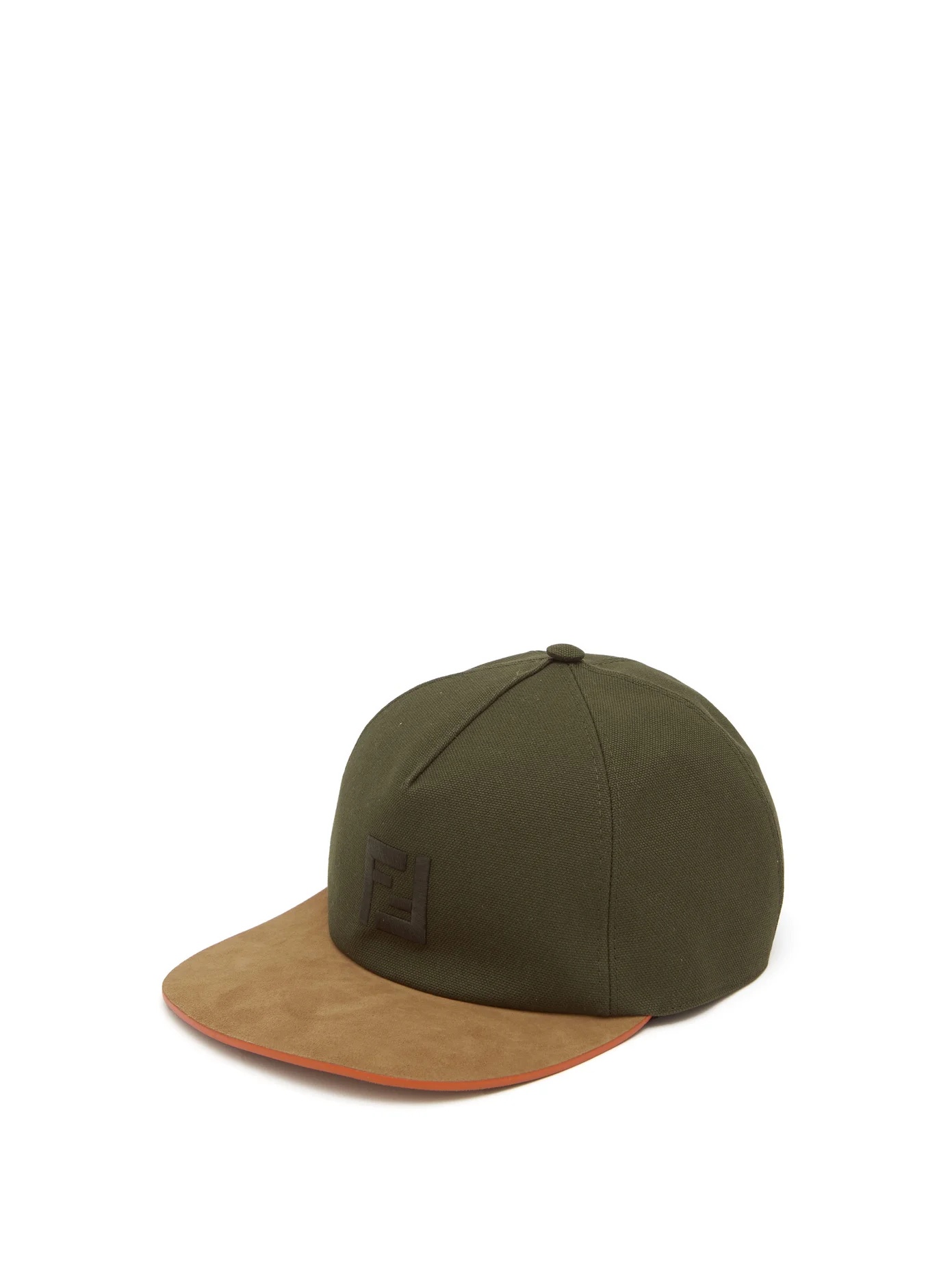 FF-embroidered suede and canvas baseball cap - 1