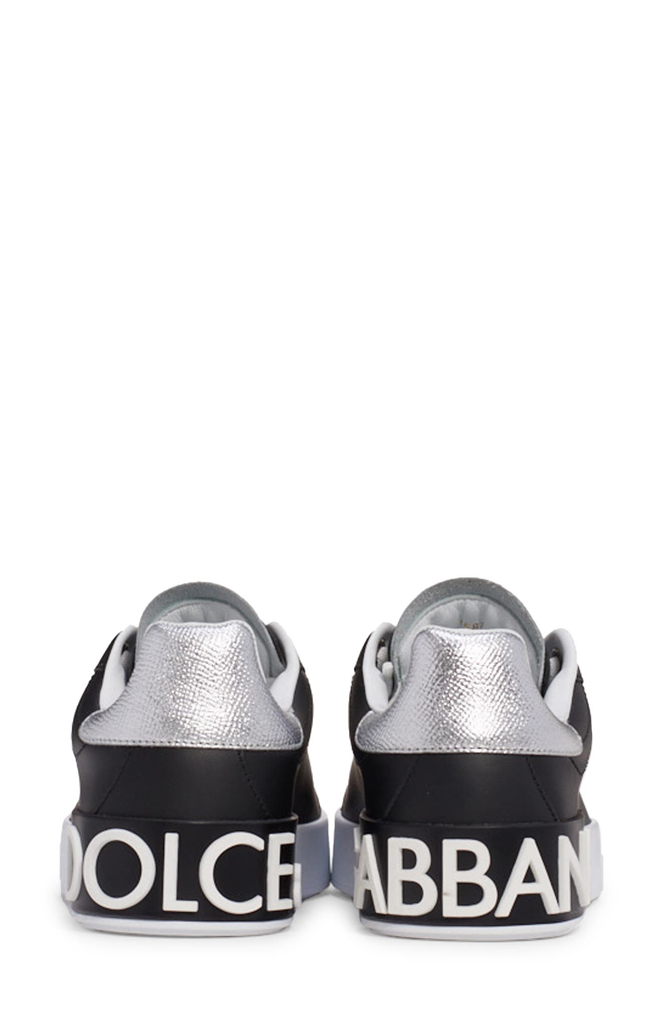 Dolce&Gabbana Portofino Sneaker in Black/Silver at Nordstrom - 8