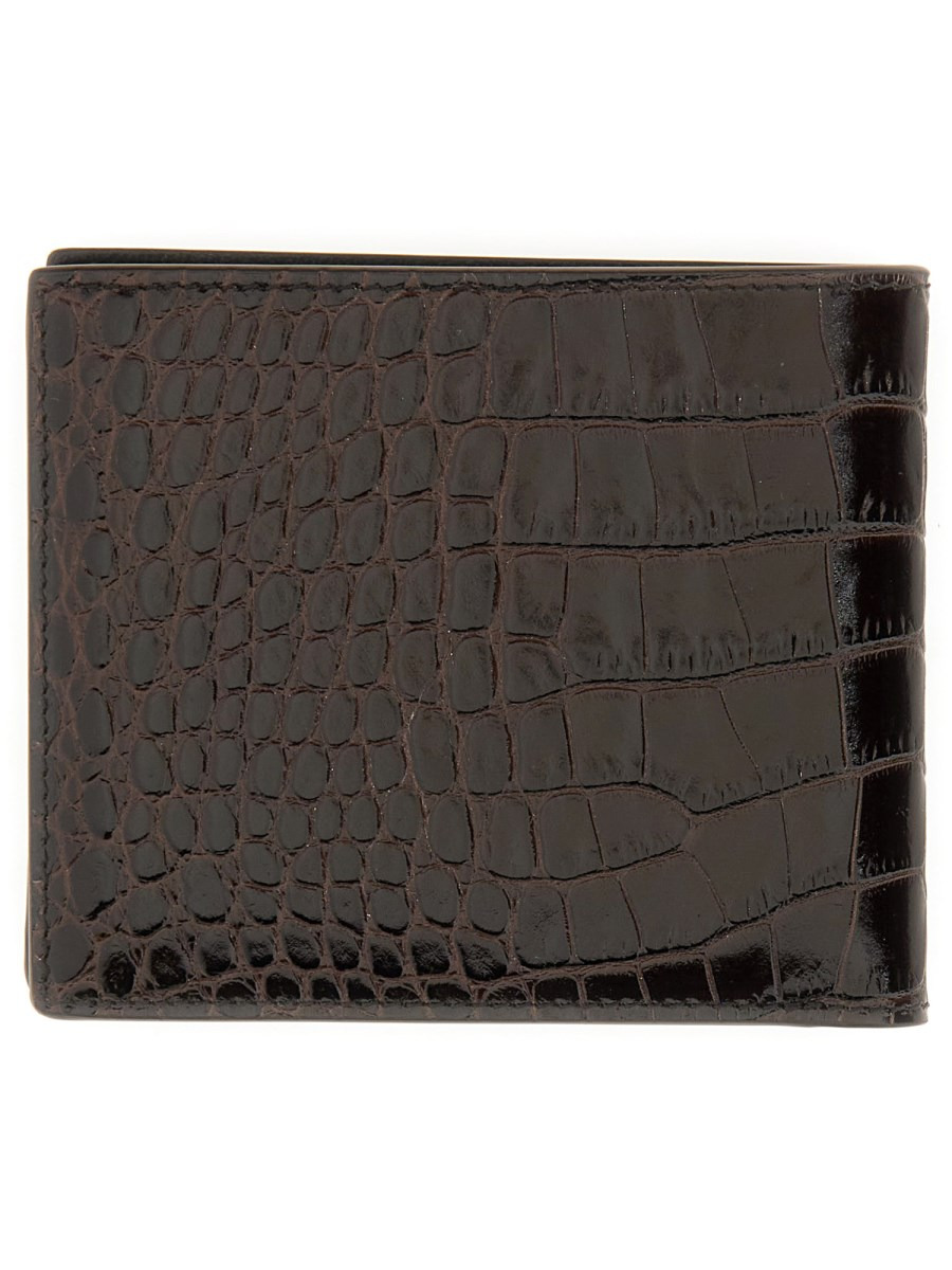CROCODILE PRINT LEATHER WALLET - 2