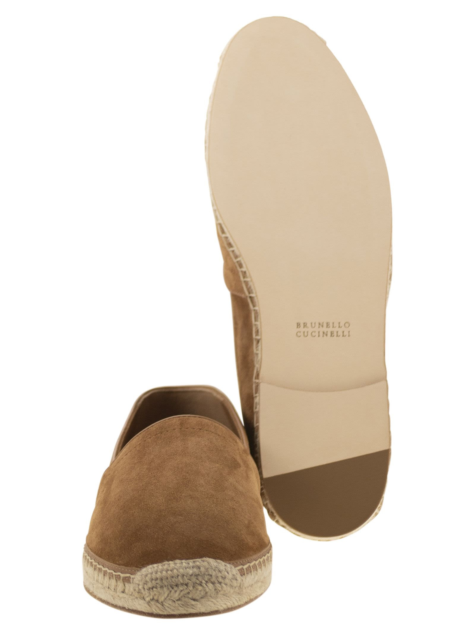 Brunello Cucinelli Men Washed Suede Espadrilles With Beading - 5