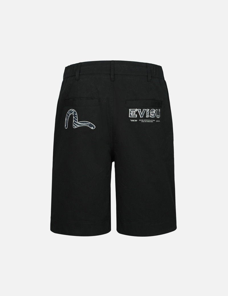 EVISU SEAGULL AND LOGO APPLIQUÉ EMBROIDERY RELAX FIT SHORTS outlook