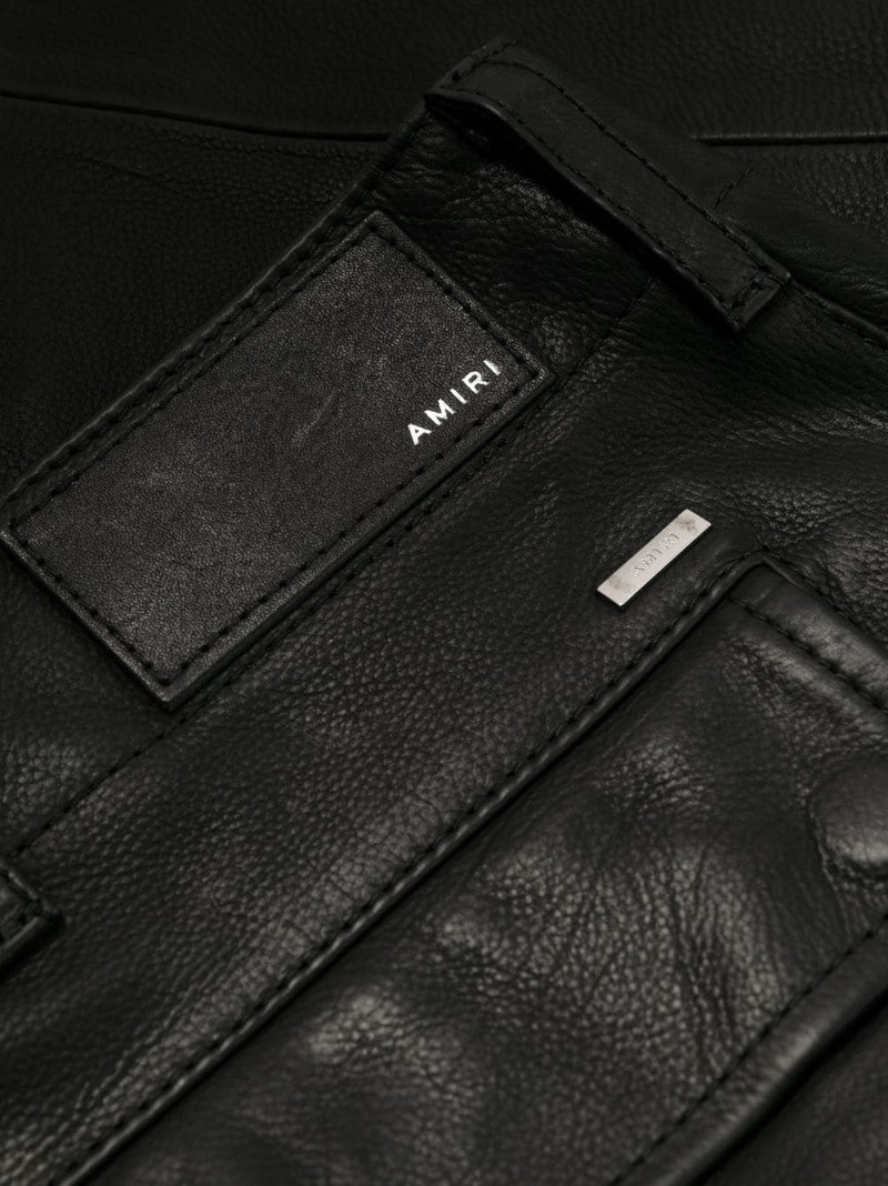 logo-plaque polished-finish trousers 6