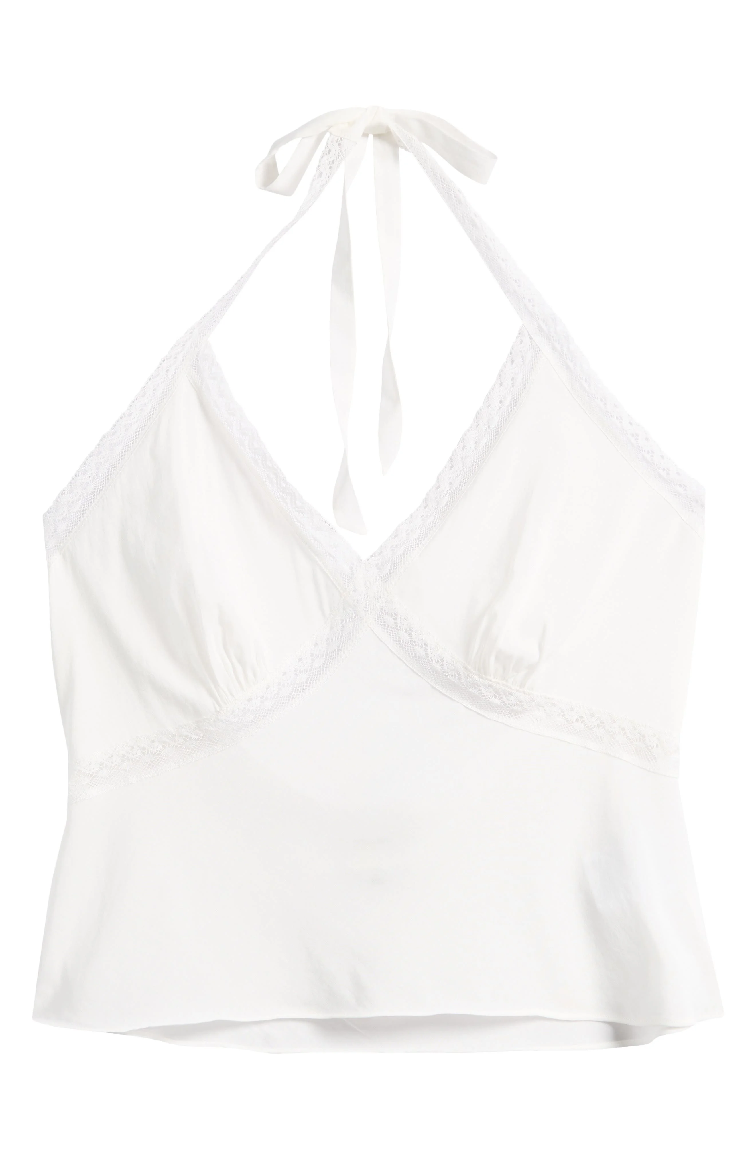 Reformation Monica Lace Trim Halter Top in White at Nordstrom - 1