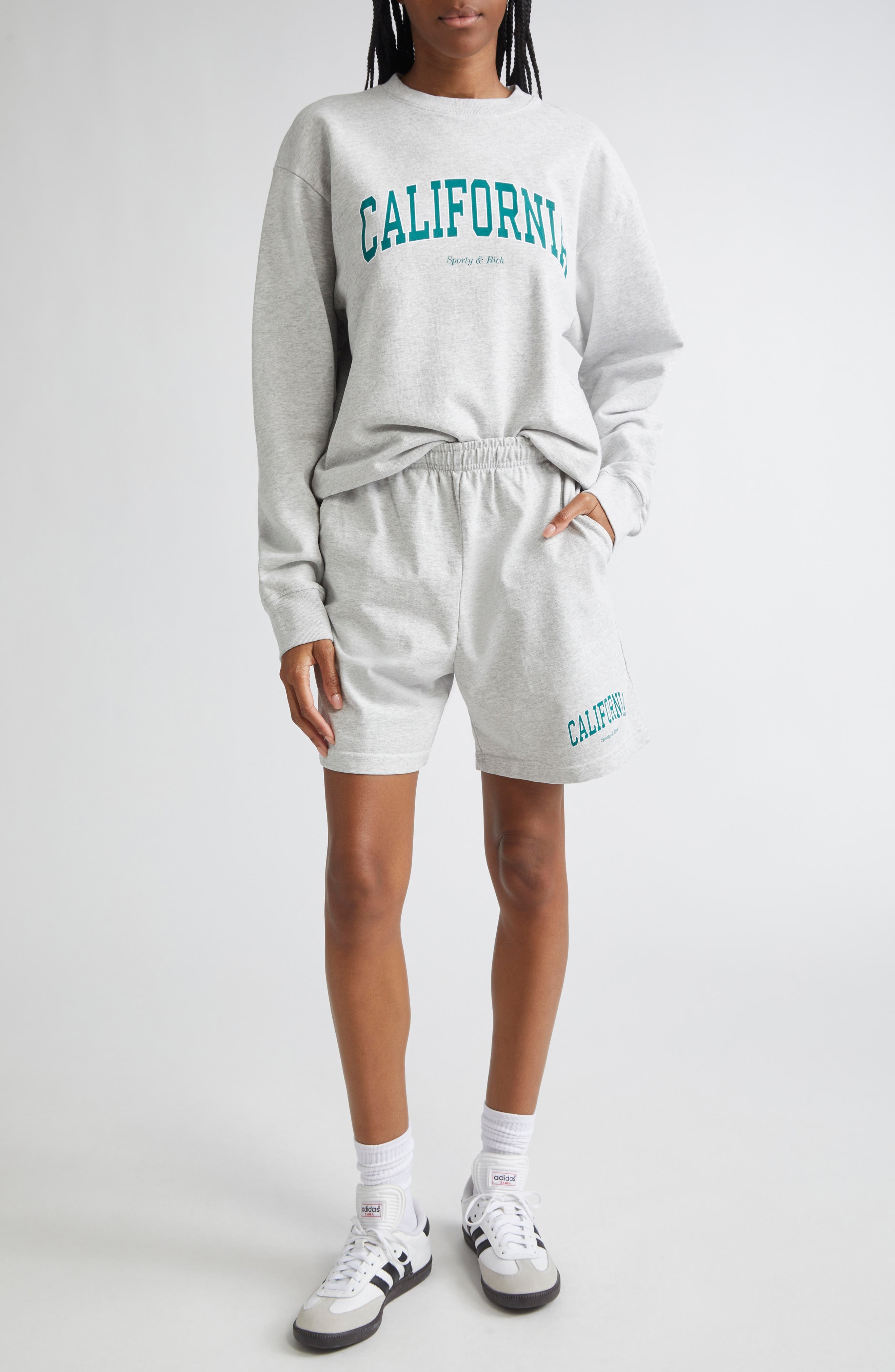 Sporty & Rich California Crewneck Sweatshirt in Heather Gray at Nordstrom - 2