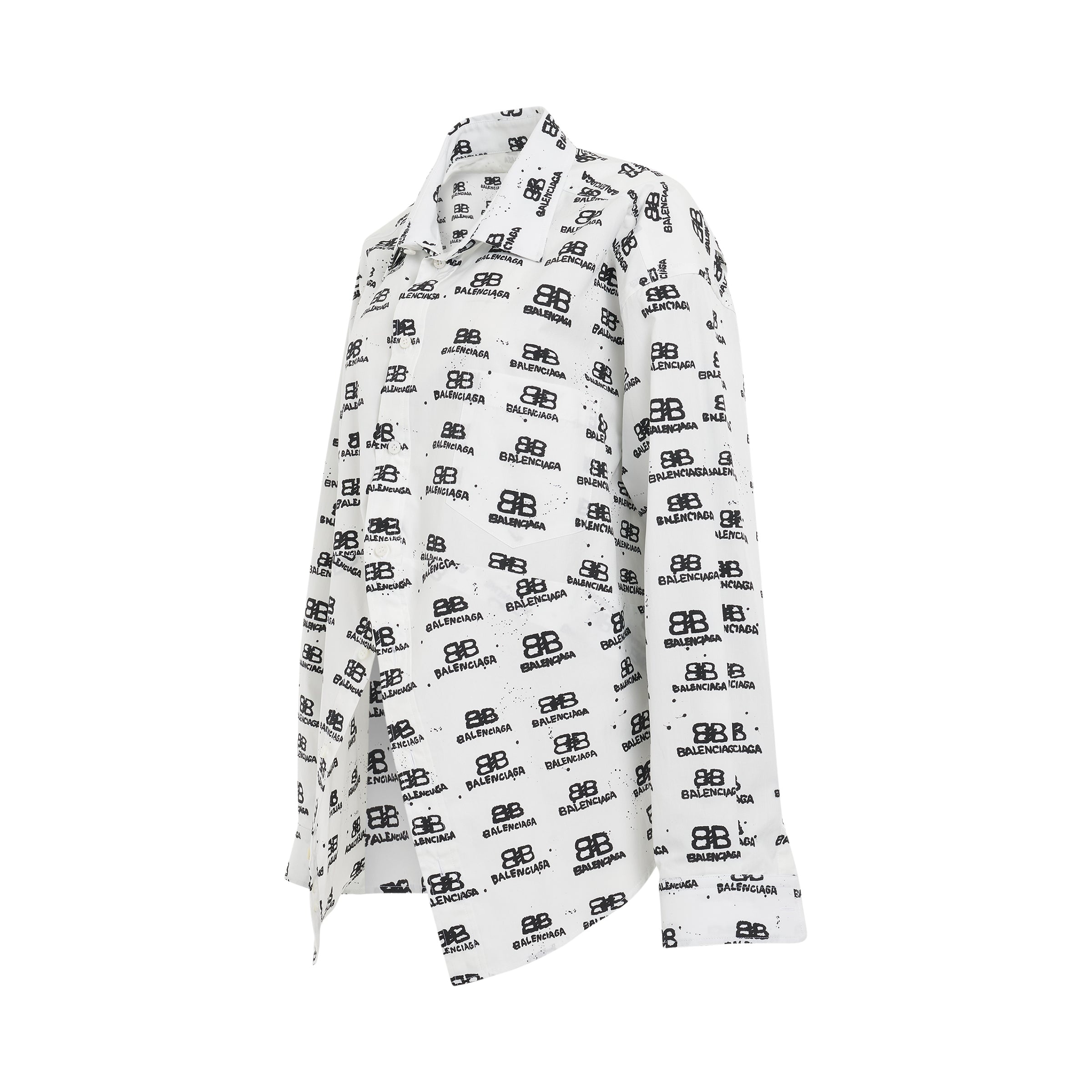 Hand Drawn BB Icon Swing Shirt in White/Black - 2