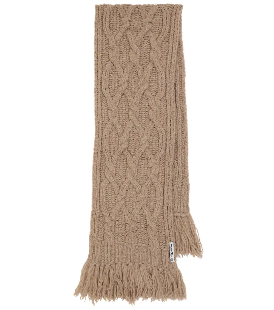 Cable-knit wool-blend scarf - 1