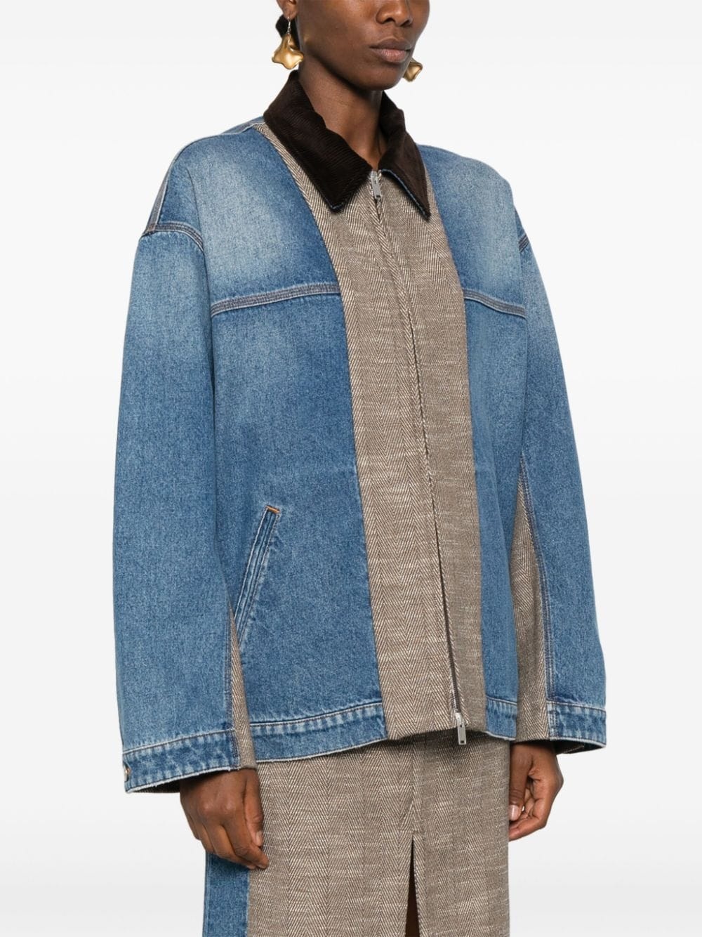 tweed denim jacket - 3