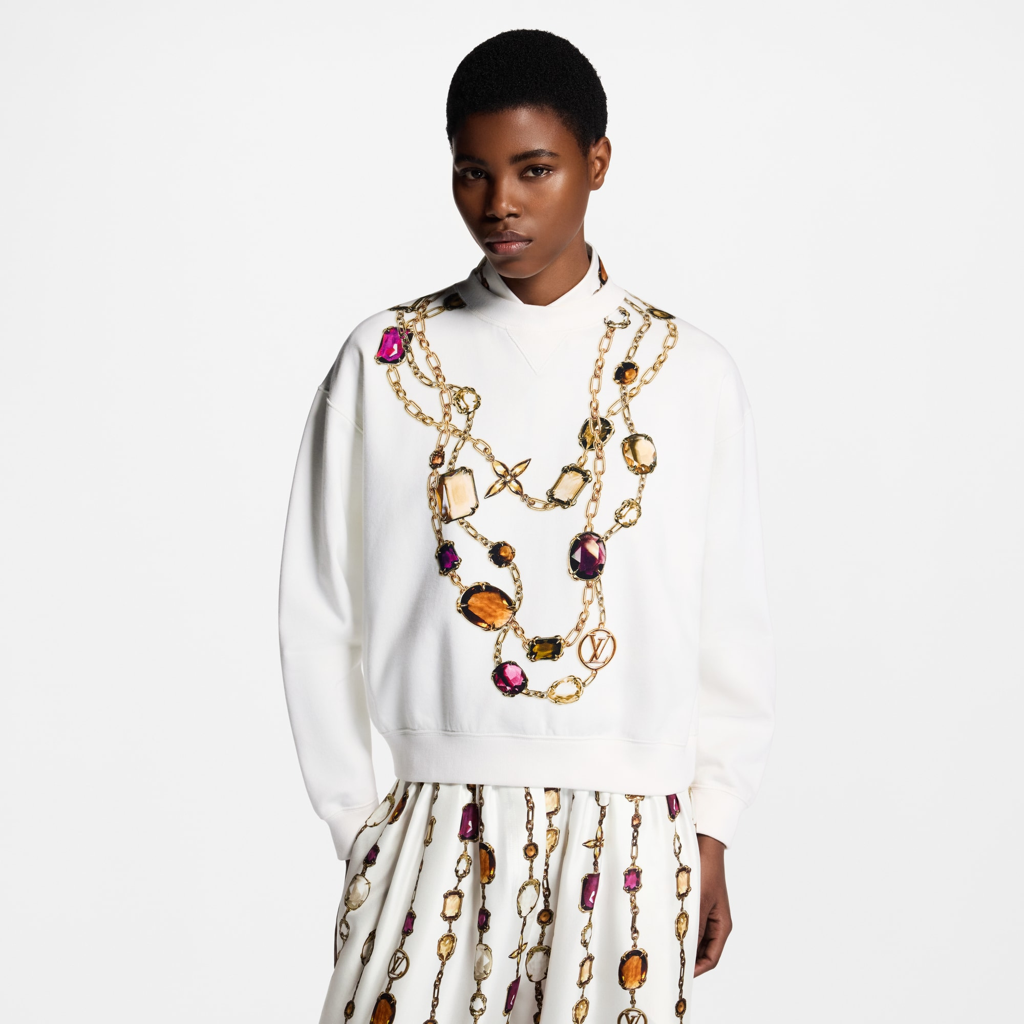 Necklace Print Sweater - 4