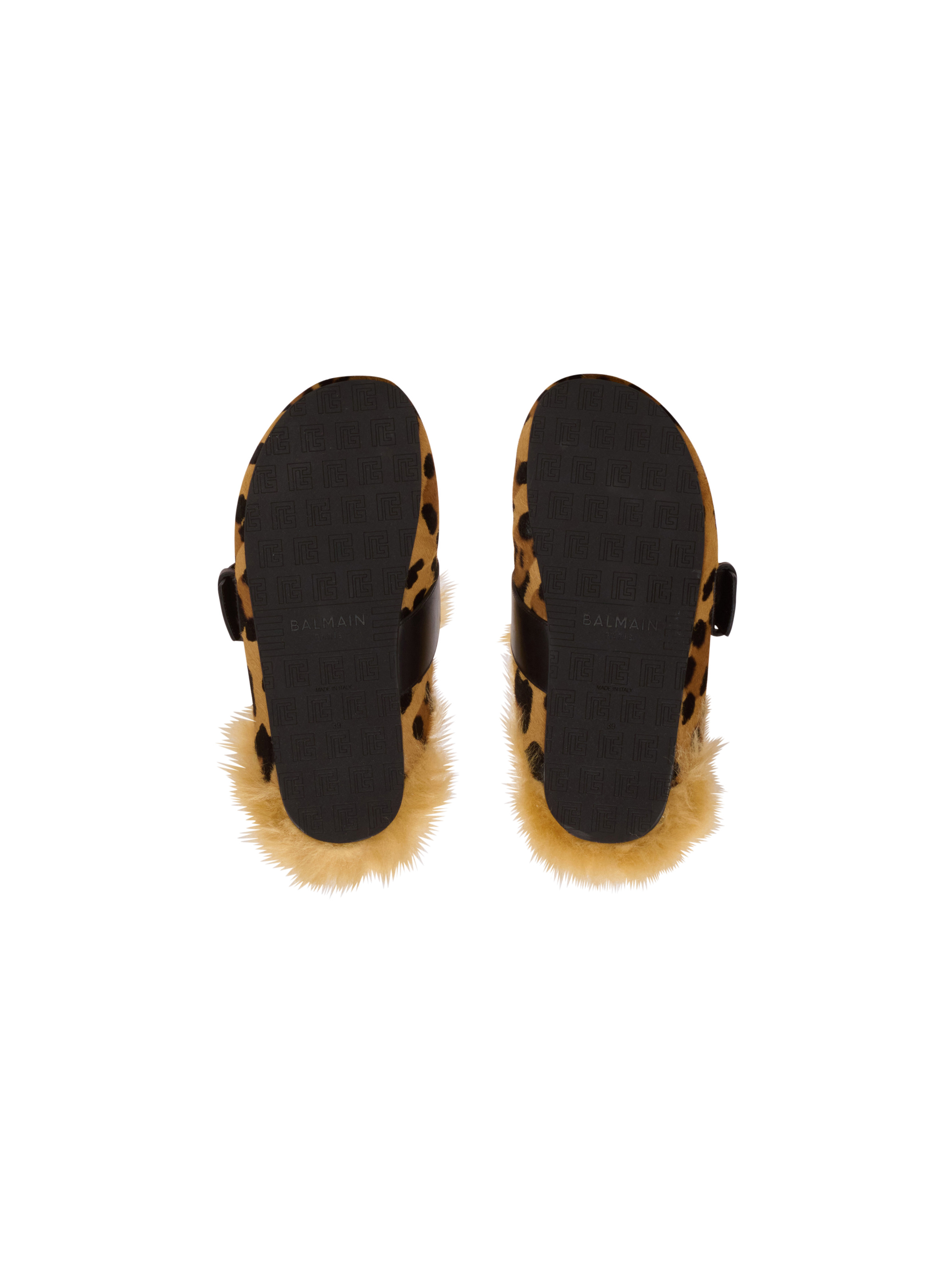 Anthem leopard print ponyskin leather and faux fur mules - 4