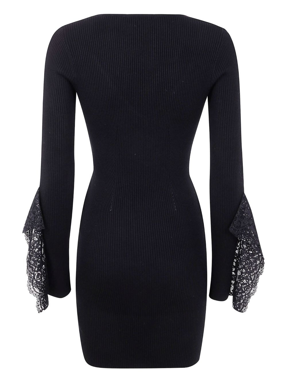 lace-insert ribbed dress - 2