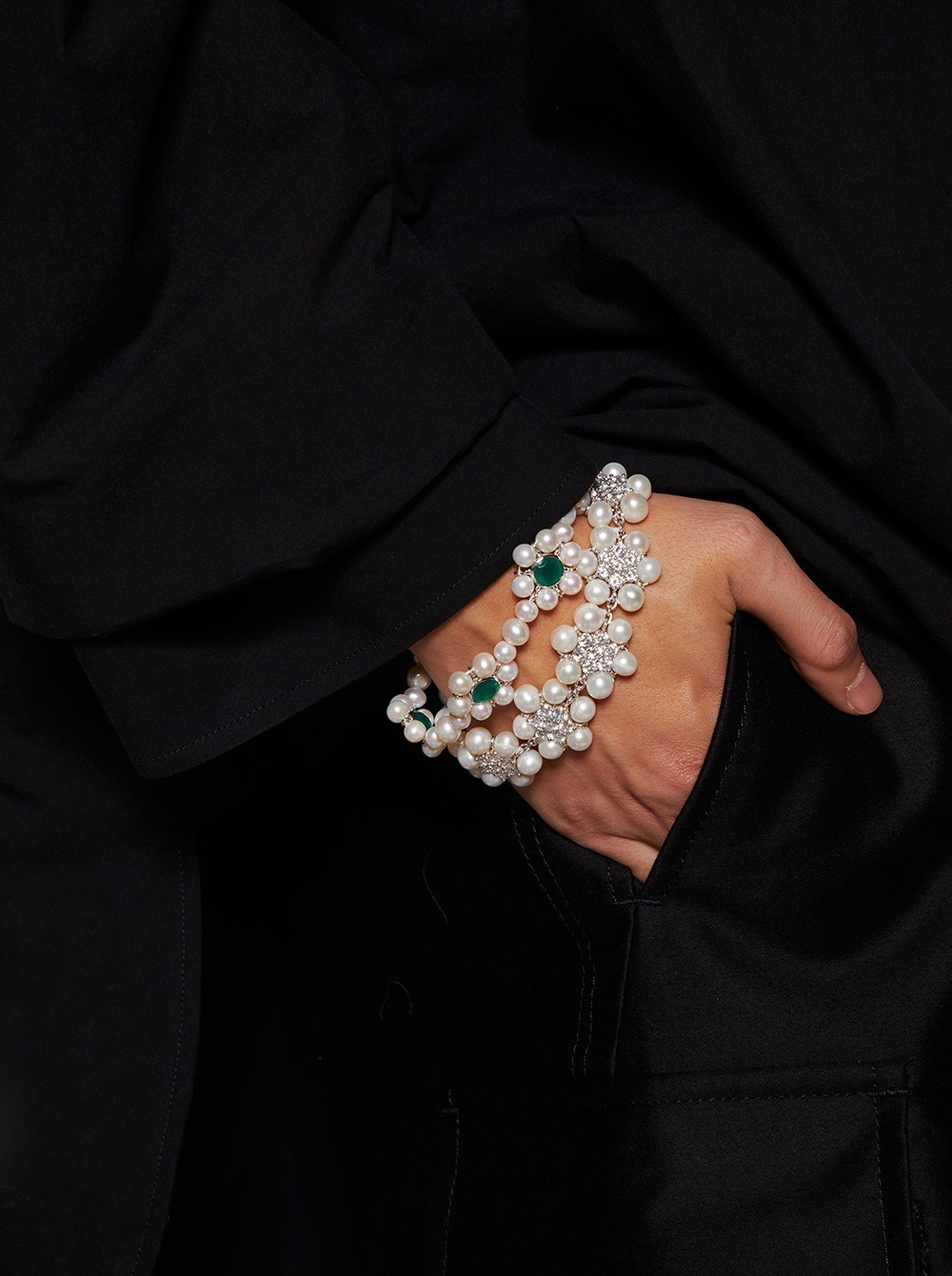The Trio Flower Pearl Bracelet White Gold - 3