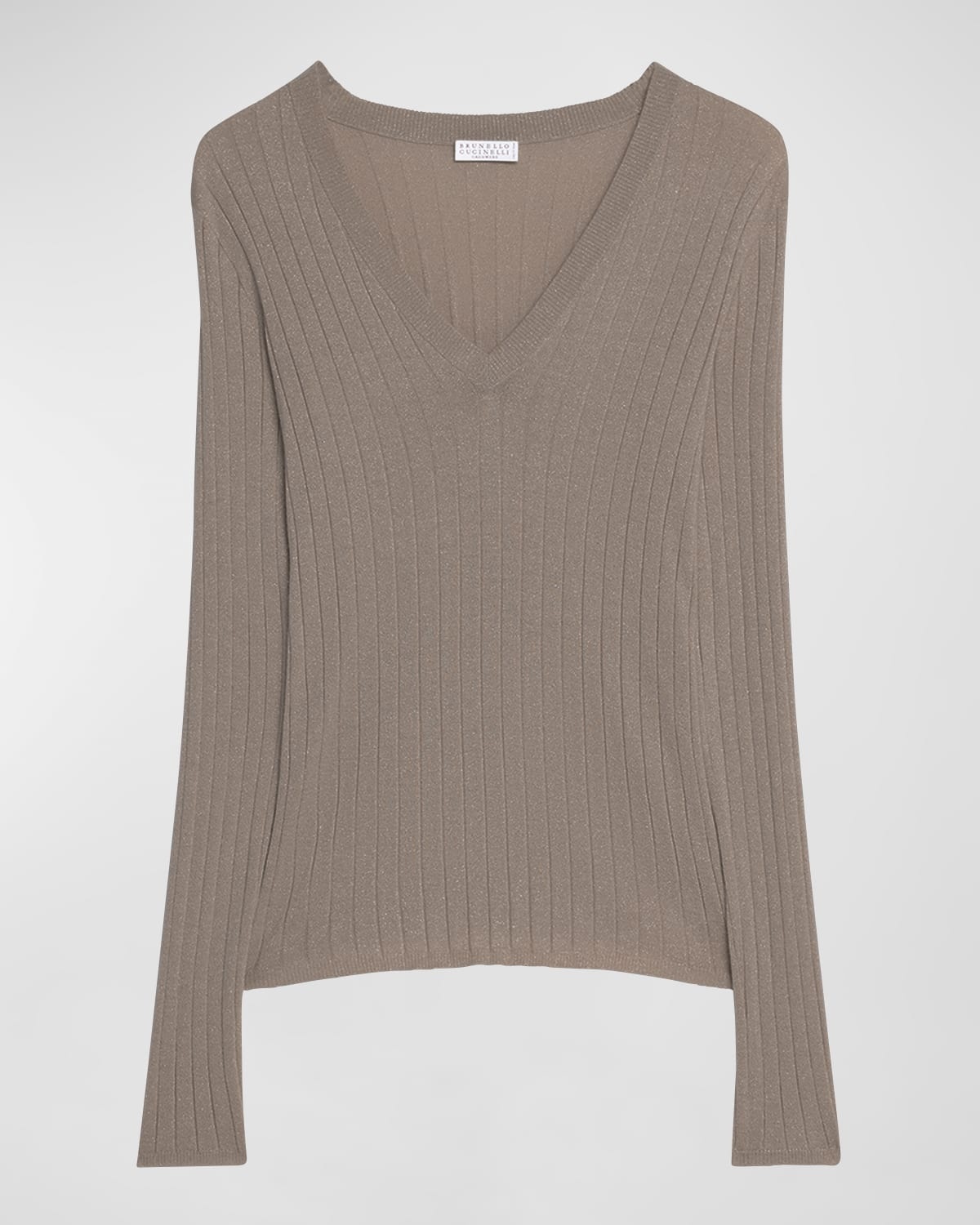 Cashmere-Blend Lurex Ribbed Knit Top - 1