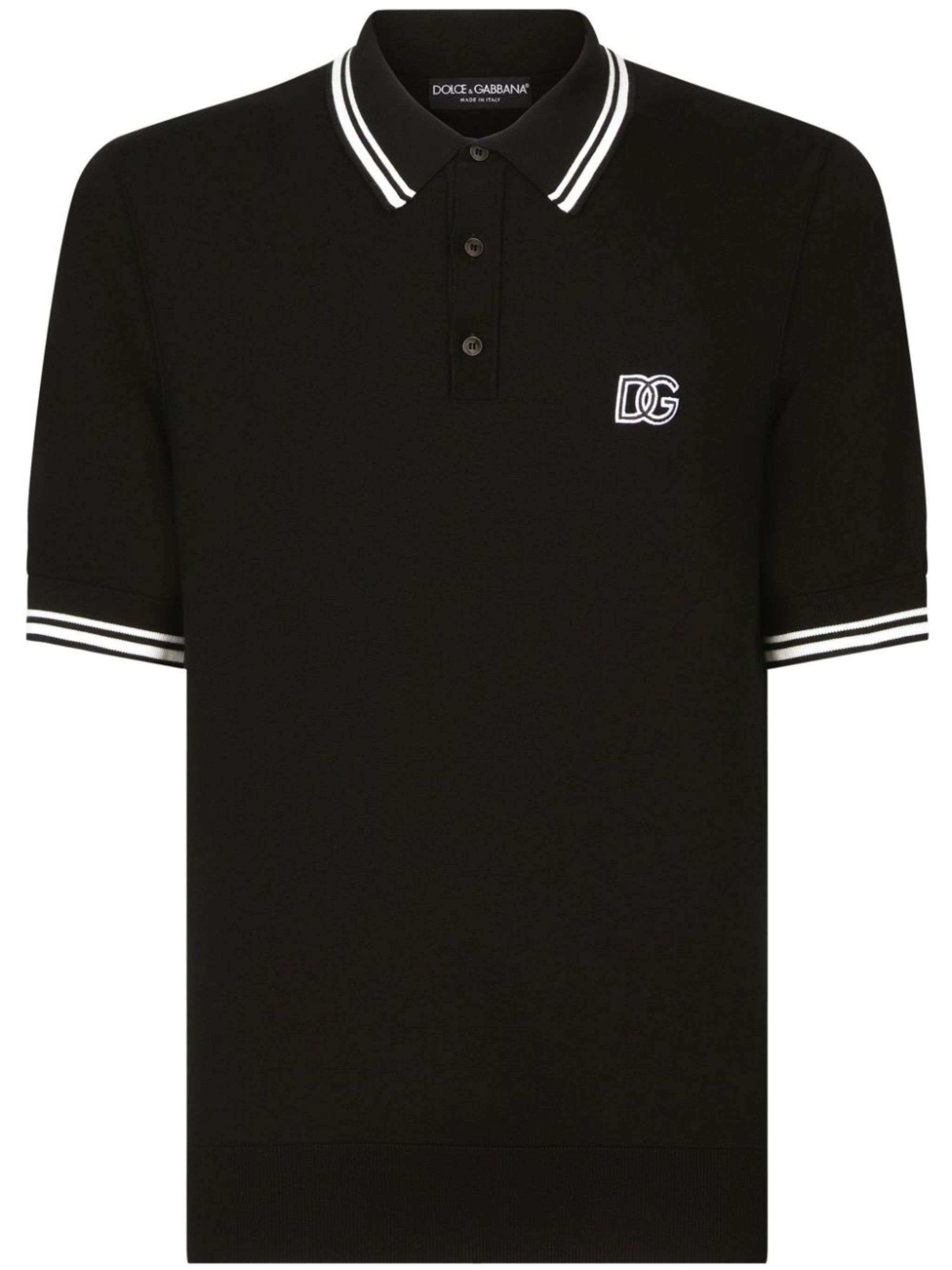 logo-embroidered stripe-detail polo shirt - 1