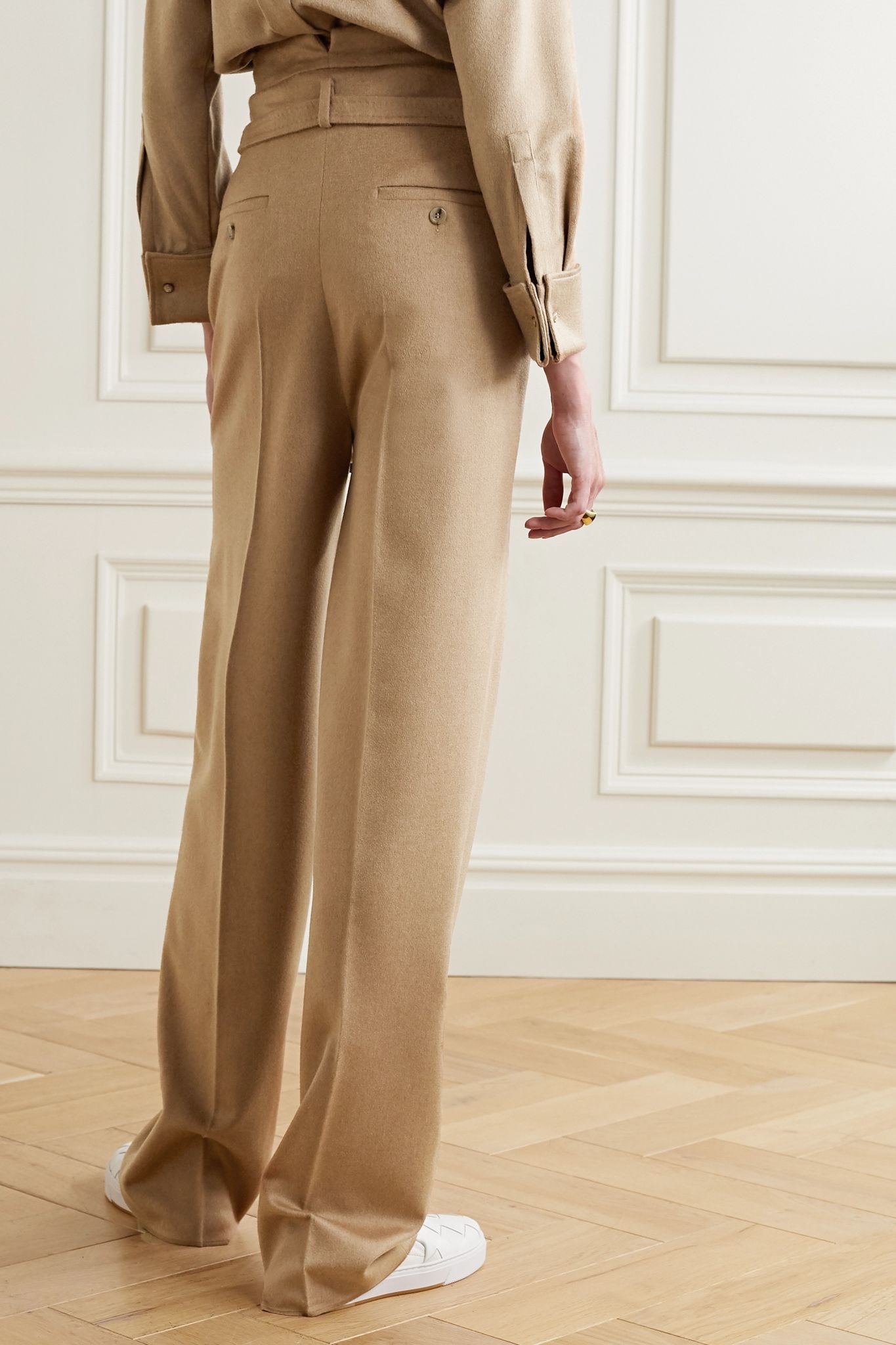 Break belted camel hair wide-leg pants - 3