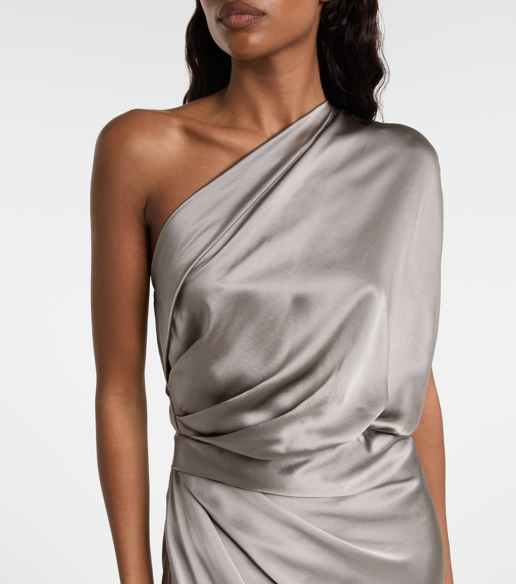 Draped silk satin gown - 4