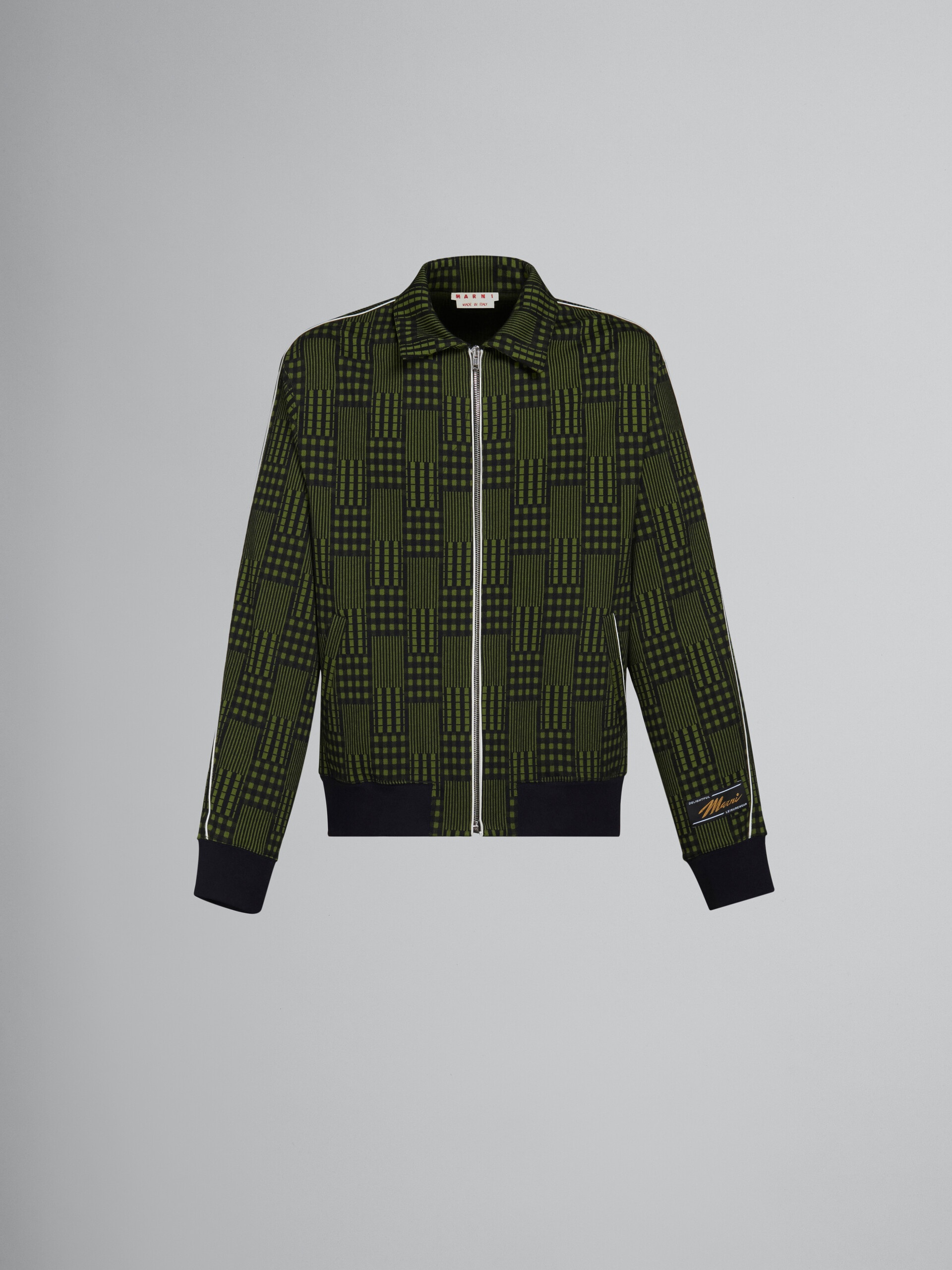 GREEN JERSEY JACKET WITH CHECKS AND STRIPES - 1