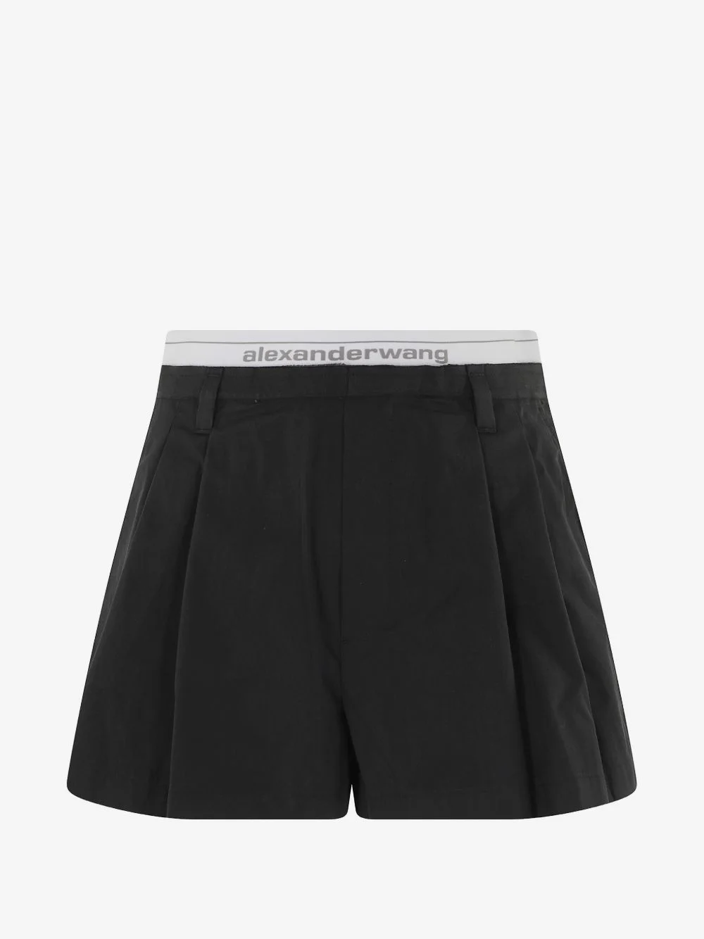 logo-elastic pleated shorts - 1