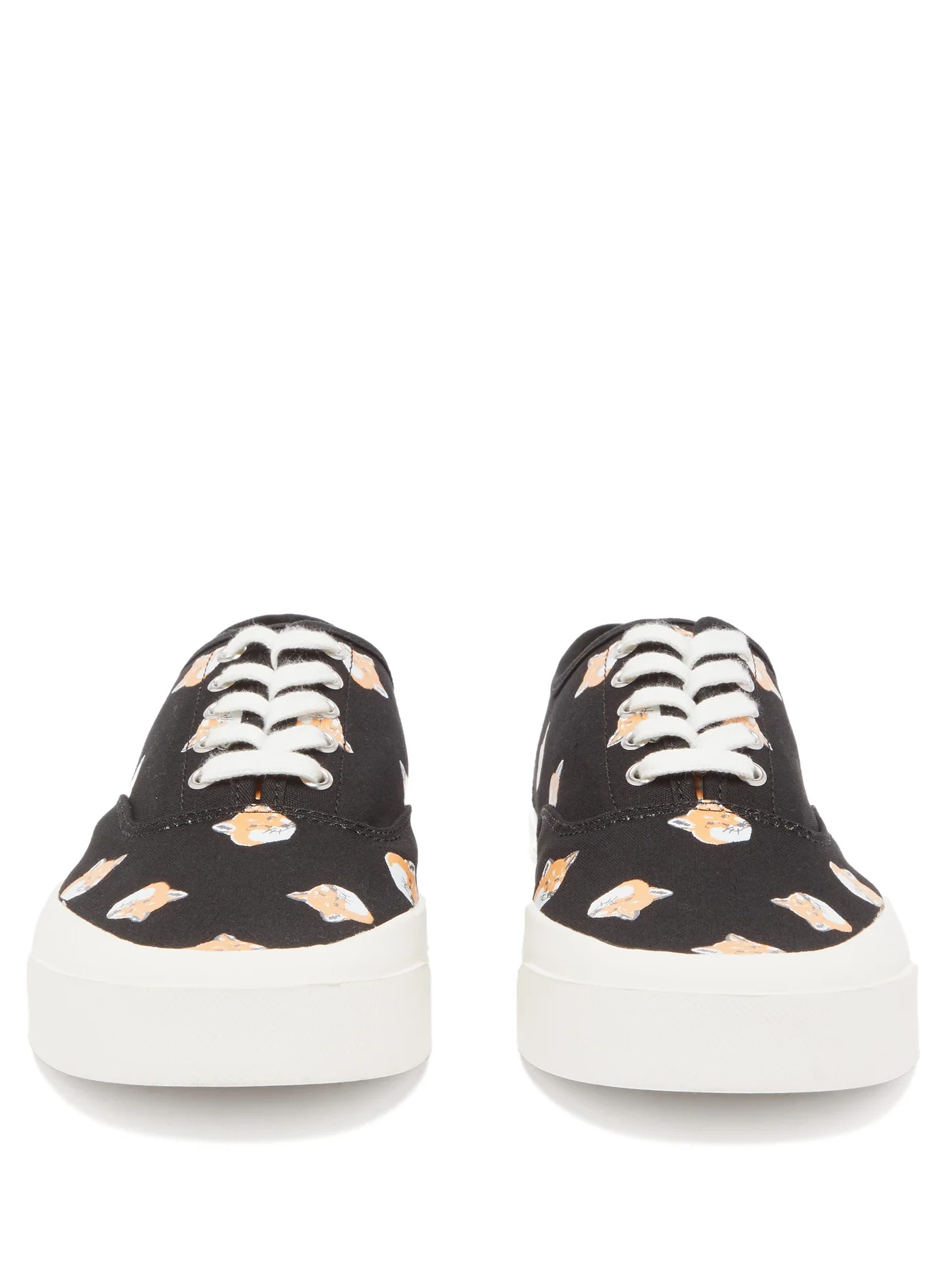 Fox Head-print cotton-canvas trainers - 5