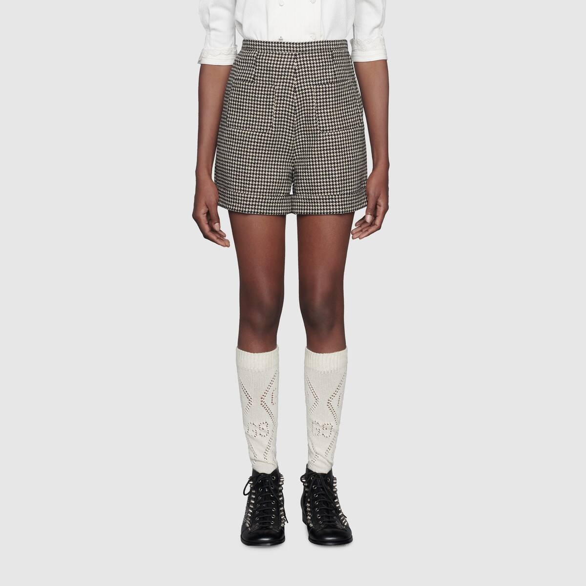 Houndstooth wool shorts - 3