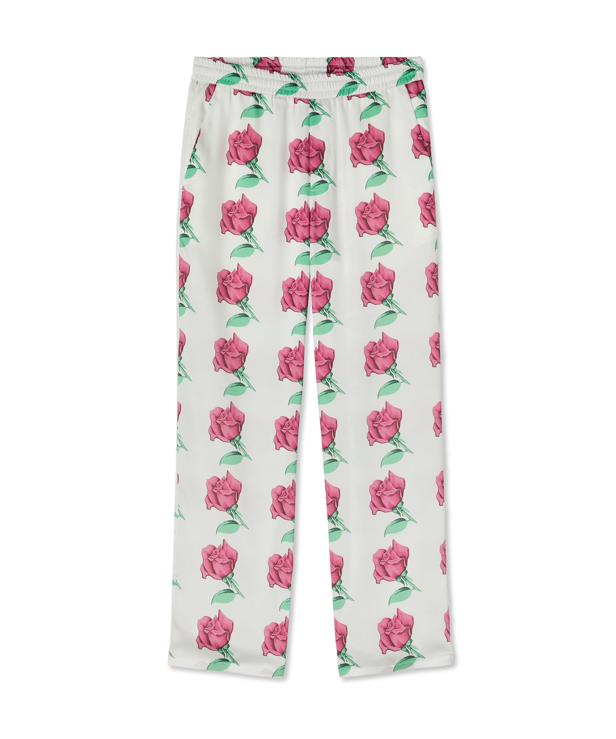 Trousers with "Emblem on Roses printed satin" print - 1