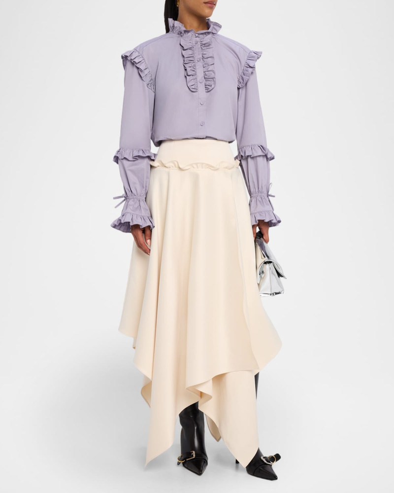 AKNVAS Michelle Long-Sleeve Ruffled Poplin Top outlook