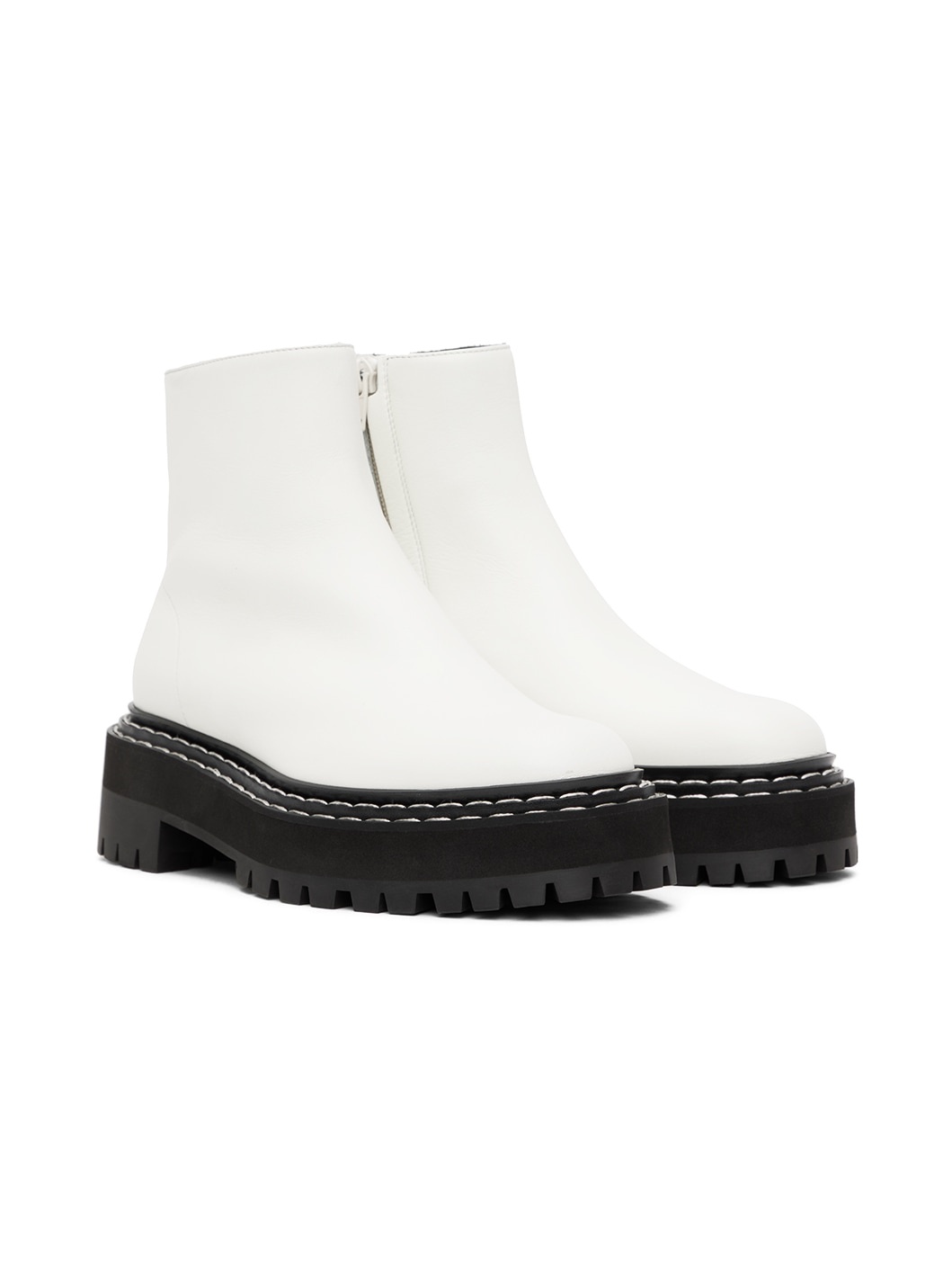 White Lug Sole Platform Boots - 4