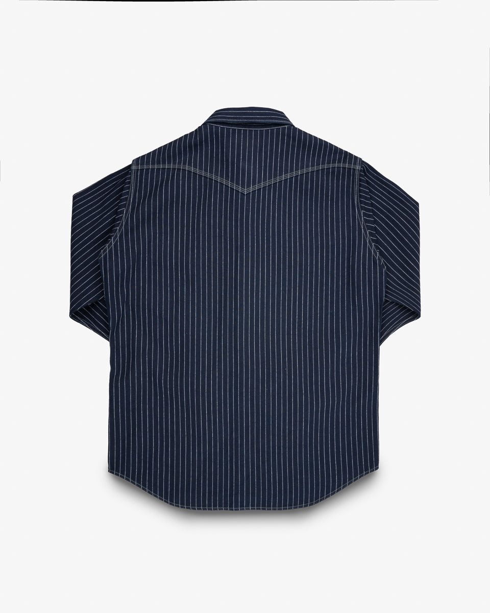 8.5OZ HERRINGBONE STRIPE WESTERN SHIRT - INDIGO - 5