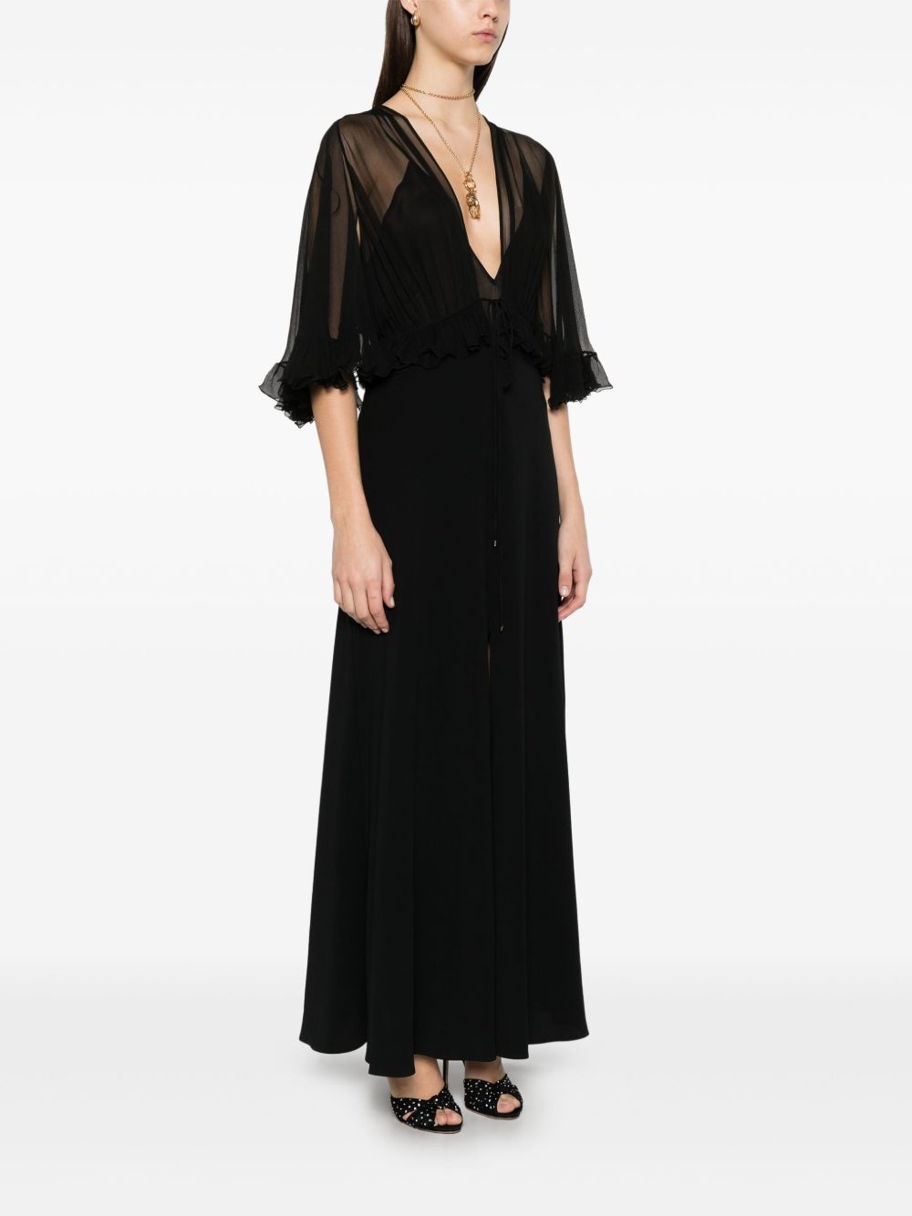 V-neck crepe maxi dress - 3