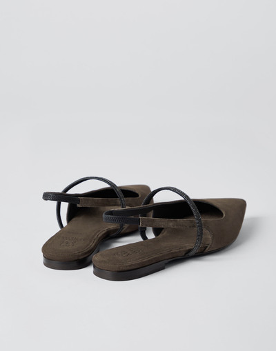 Brunello Cucinelli Suede slingback flats with shiny strap outlook