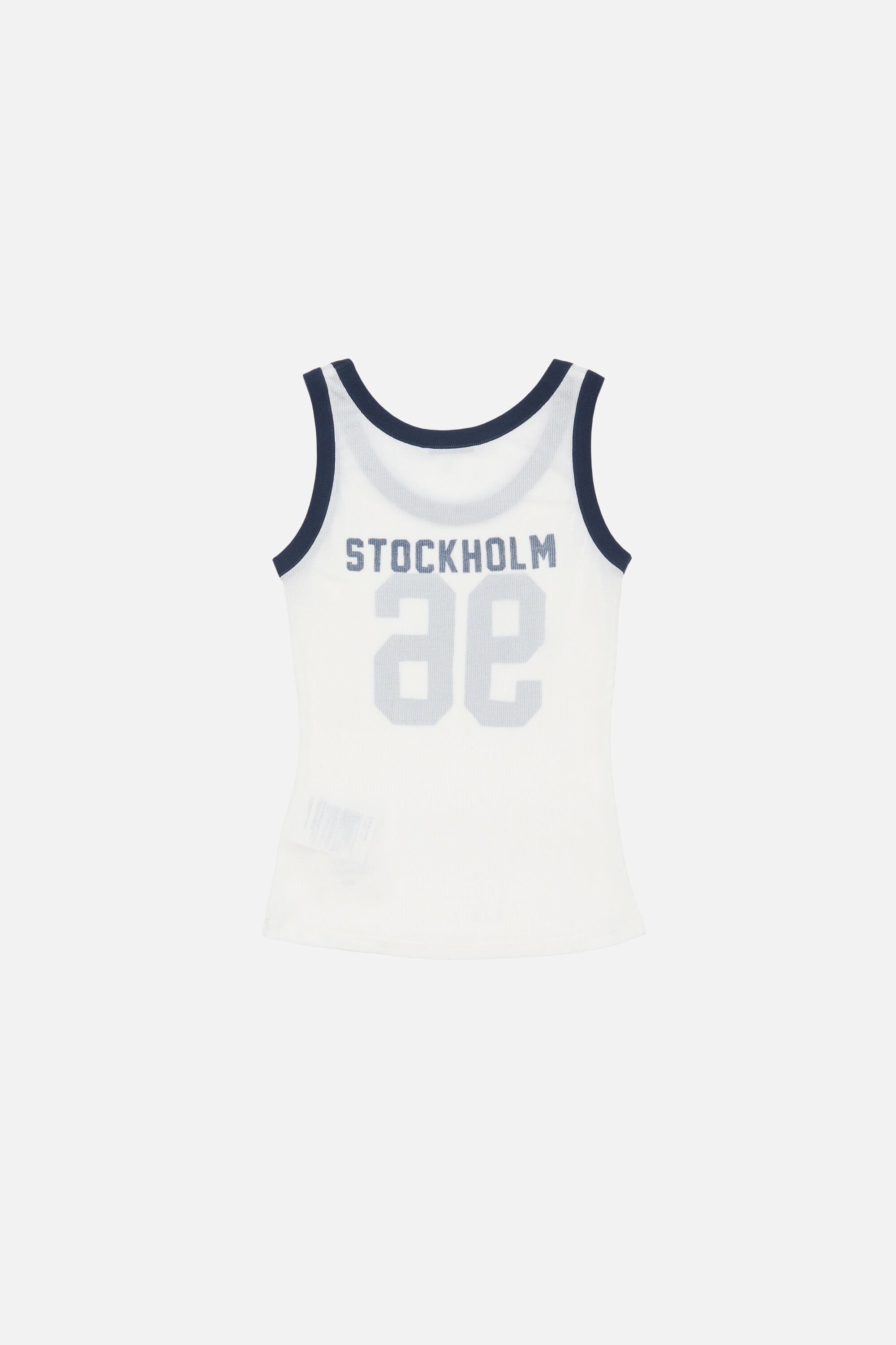 Ribbed tank top - White/navy - 7
