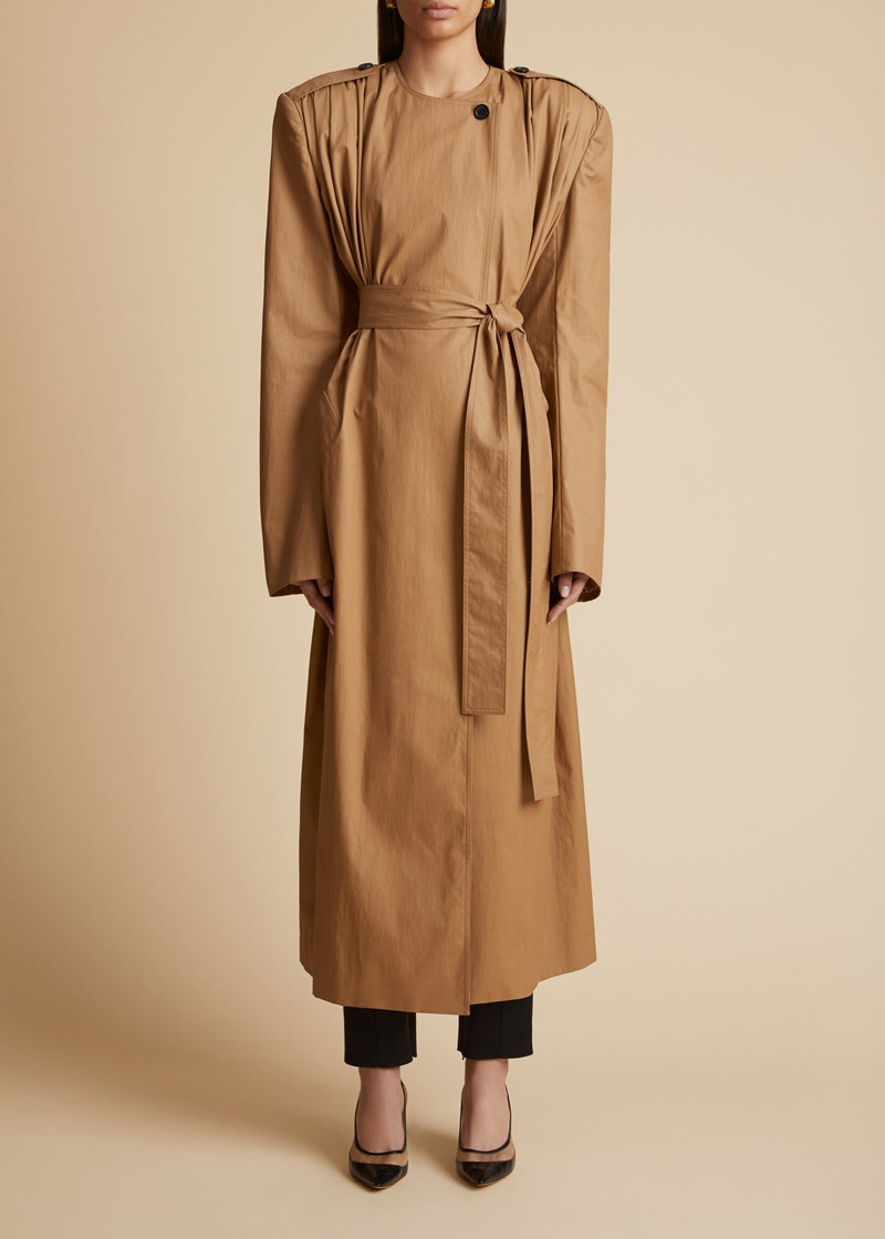 KHAITE Minnler belted coated cotton-blend trench coat outlook