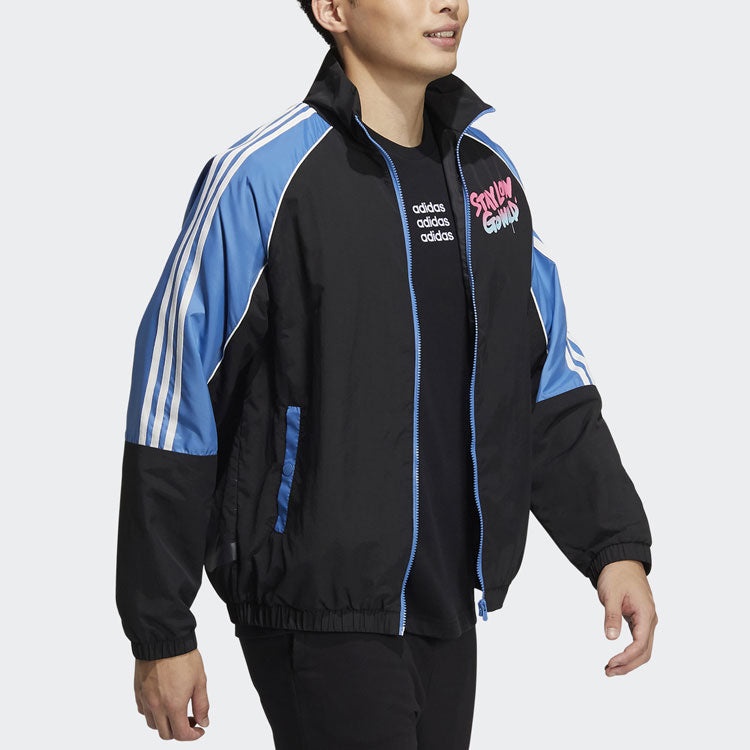 adidas neo M radio w wb Casual Sports Stand Collar Jacket Black HG9040 - 5