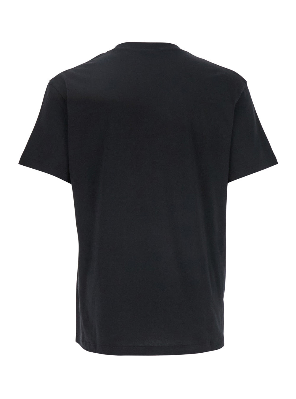 Valentino Men Black Crewneck T-Shirt With Logo Patch On The Front In Cotton Man - 2