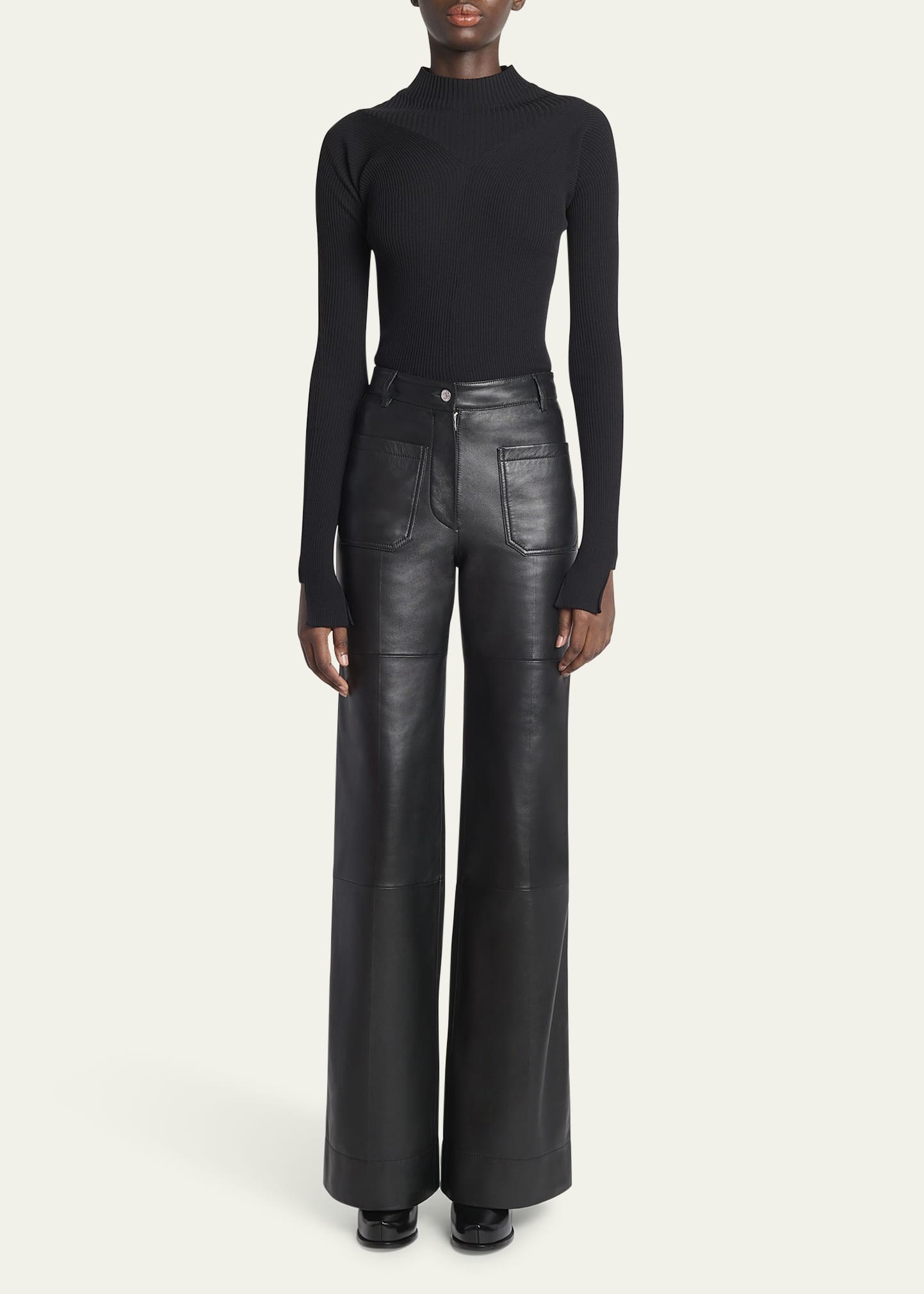 Alina Flared Leather Trousers - 2