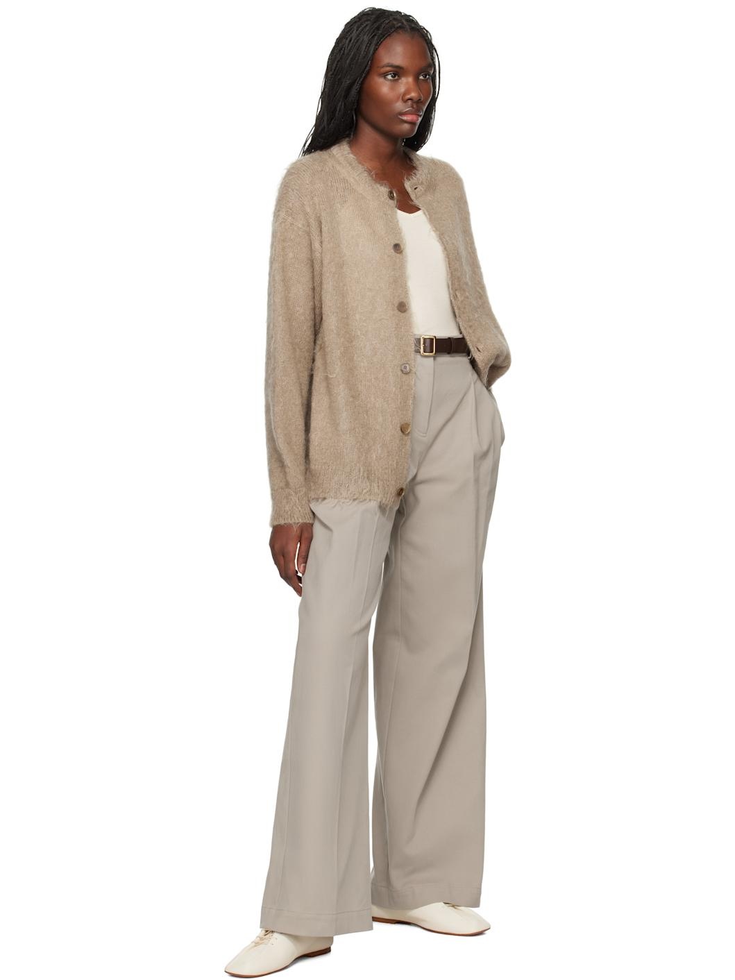 トップス AURALEE MOHAIR CARDIGAN AURALEE Beige Brushed Super Kid Mohair Cardigan Auralee