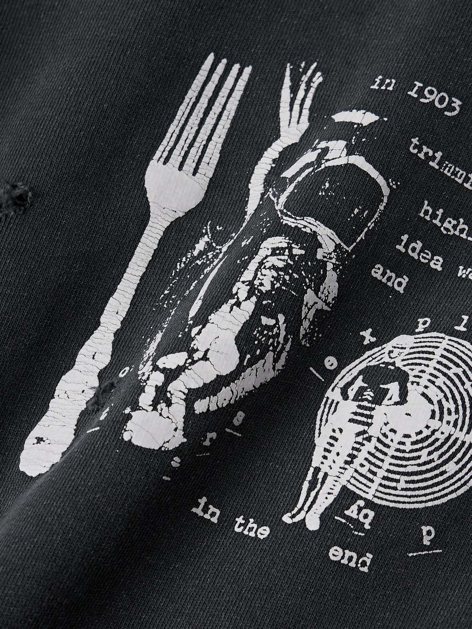 My Role in the War Distressed Logo-Print Cotton-Jersey Hoodie - 4