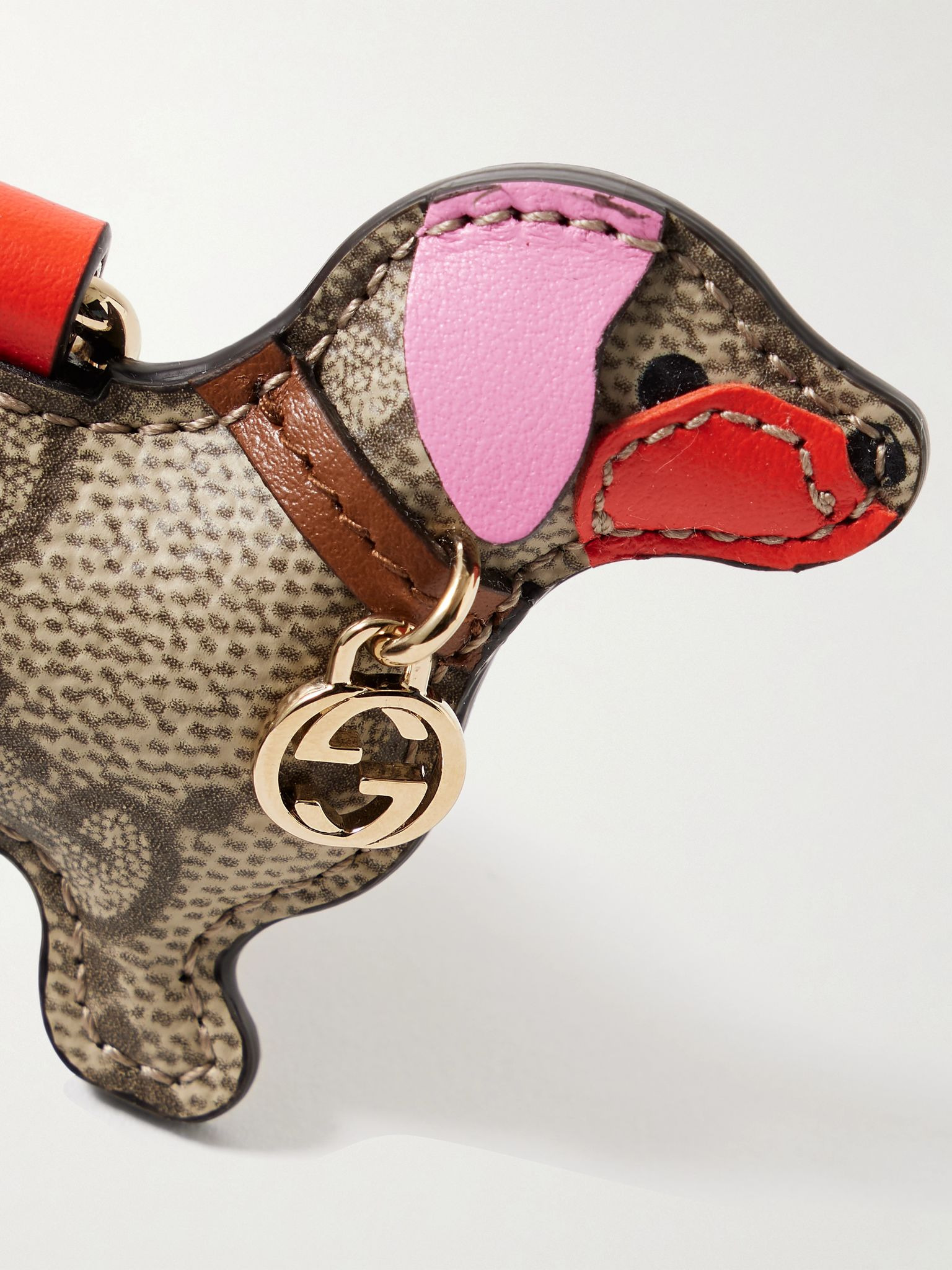 Embellished leather keychain Pink - 4