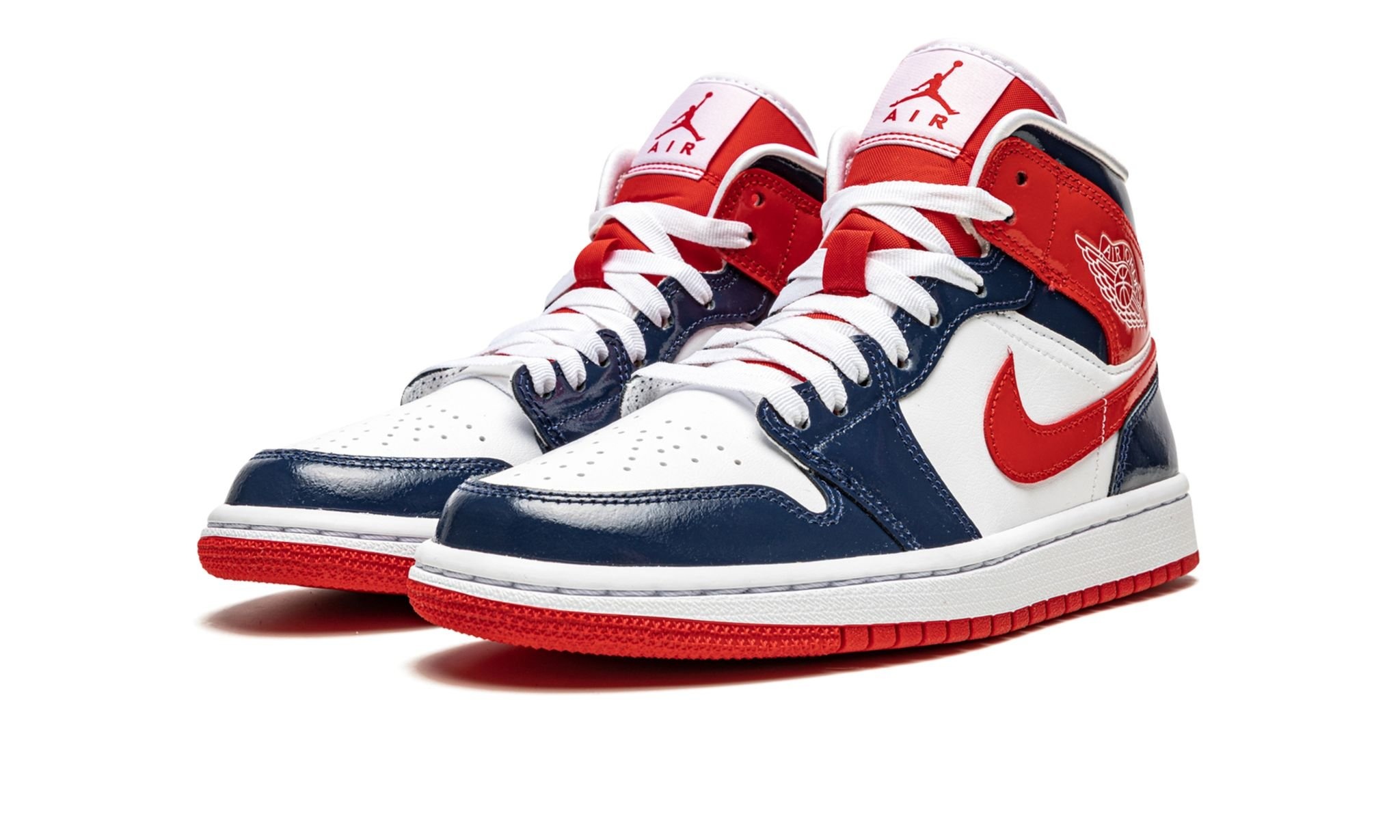 WMNS Air Jordan 1 Mid "Patent Leather Navy / White / Red" - 2