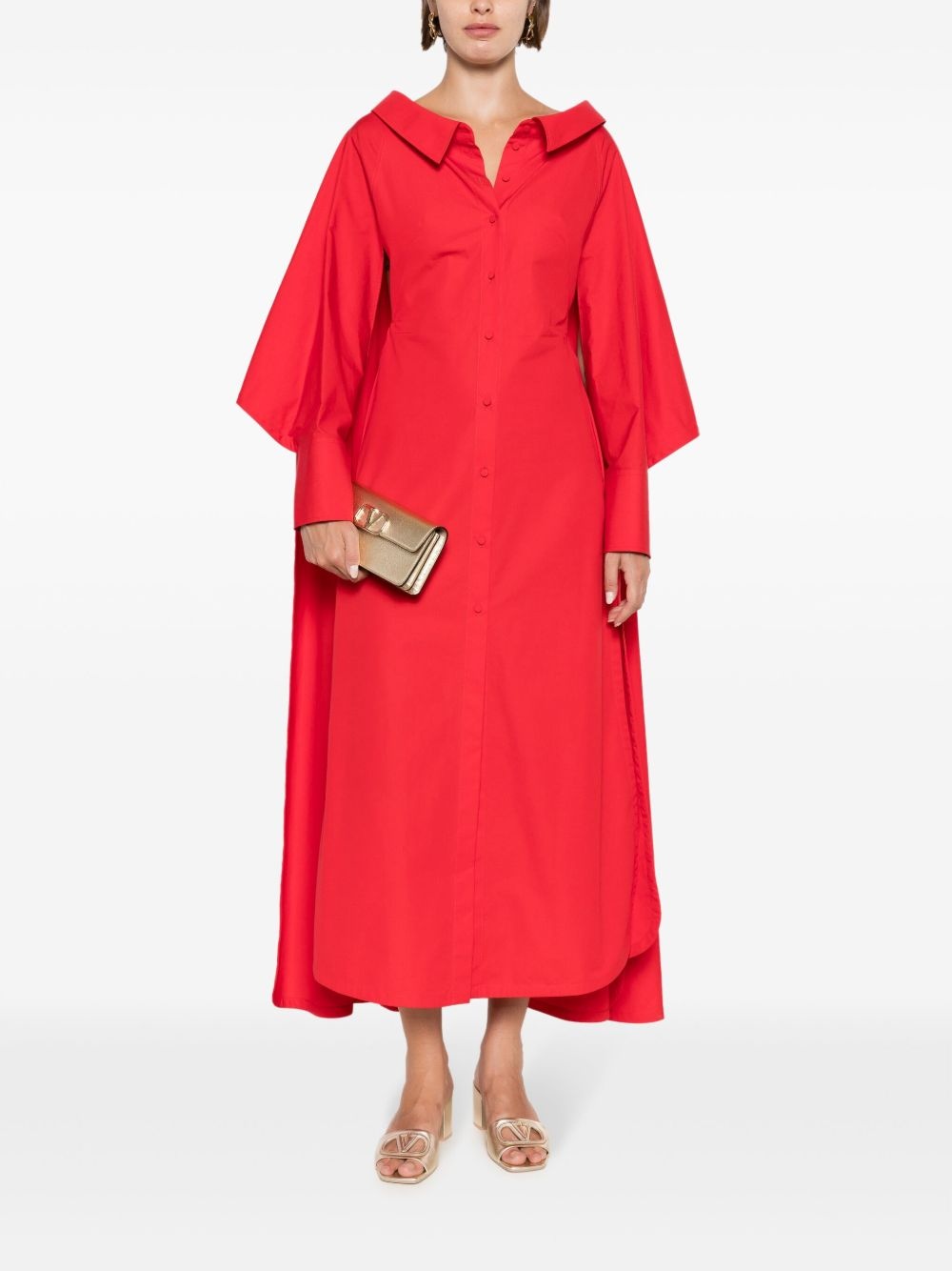 cape-detail cotton maxi dress - 2