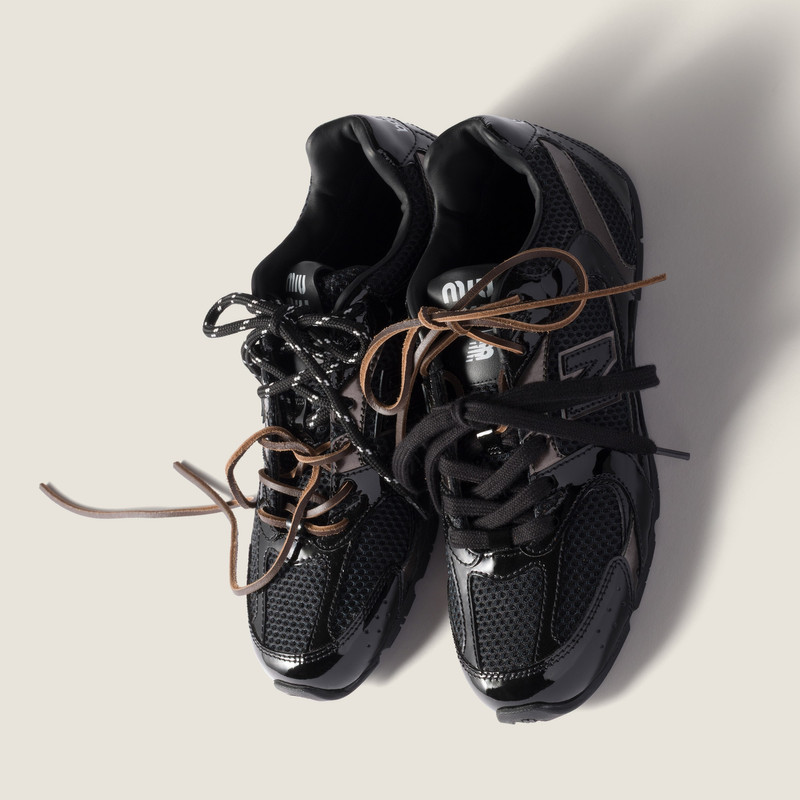New Balance X Miu Miu 530 SL patent leather and mesh sneakers 4