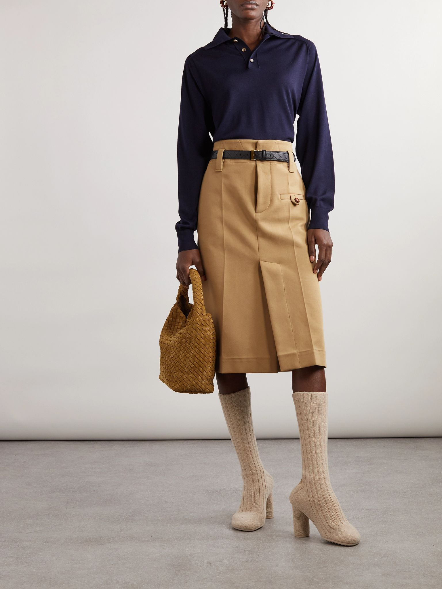Cotton-canvas skirt Light brown - 2