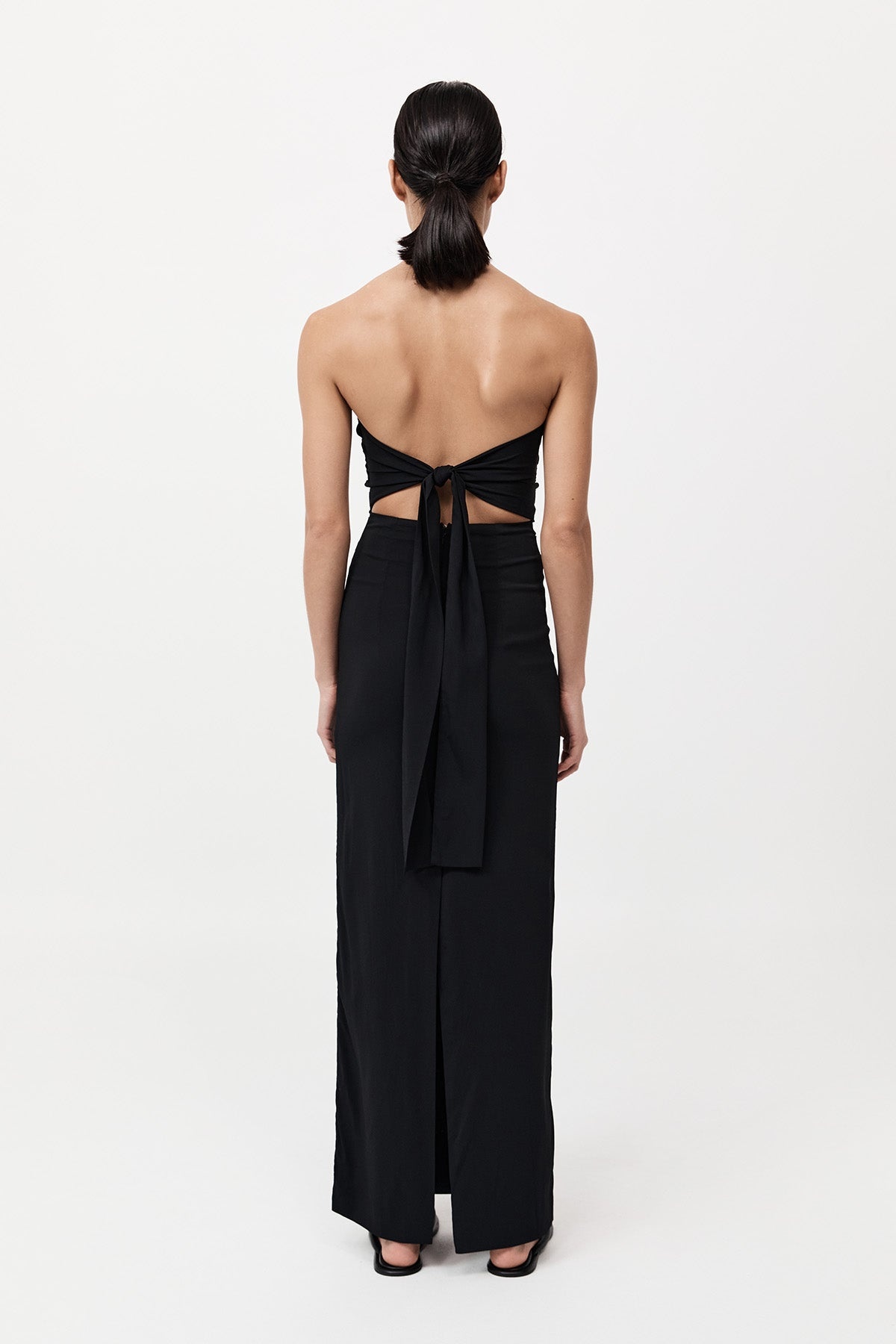 Strapless Tie Back Dress - Black - 6