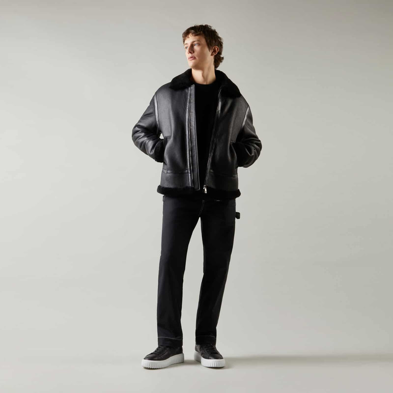 HOGAN Aviator Jacket in Shearling Black outlook