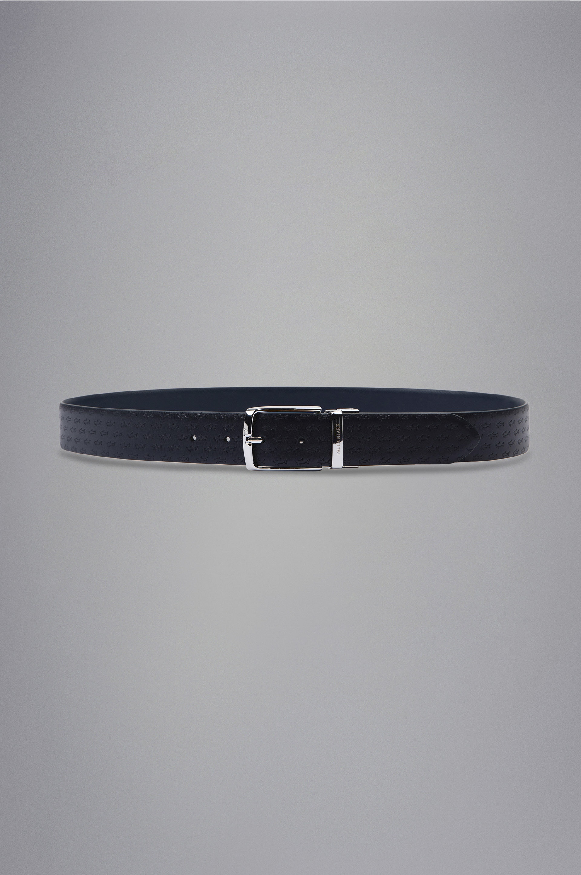 REVERSIBLE LEATHER BELT WITH ALL OVER SHARK PATTERN - 1