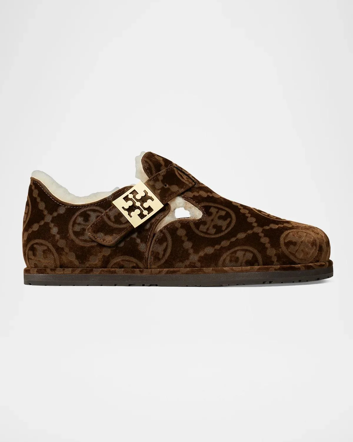Mellow Shearling-Lined Monogram Velvet Clogs - 1